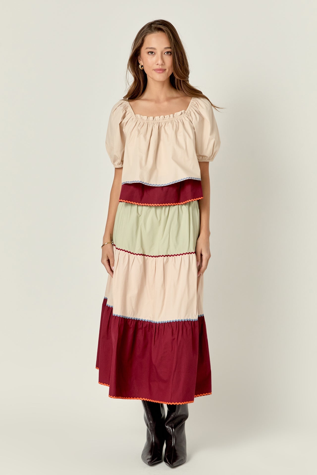 ENGLISH FACTORY - Color Block Midi Skirt - SKIRTS available at Objectrare