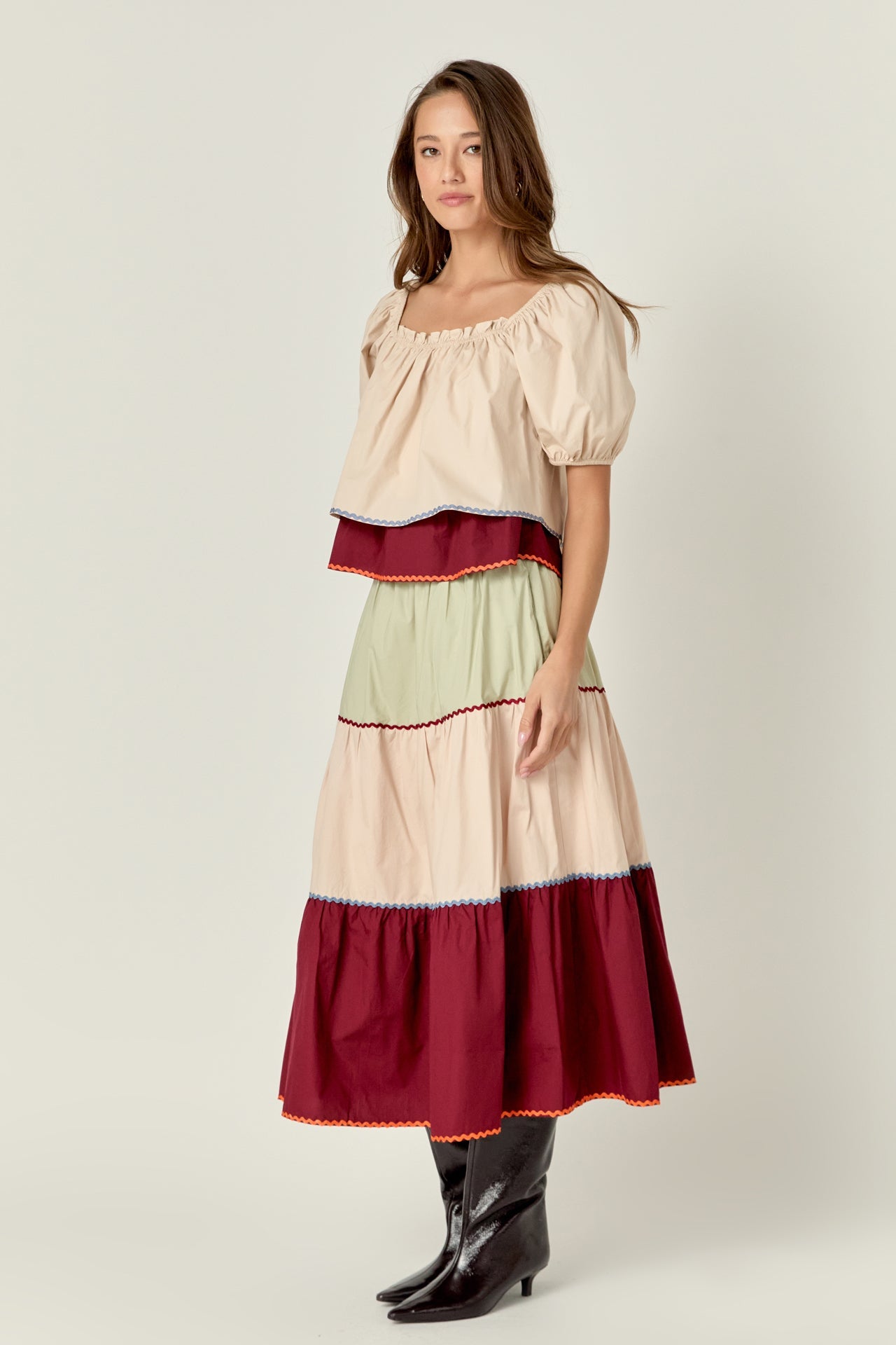 ENGLISH FACTORY - Color Block Midi Skirt - SKIRTS available at Objectrare