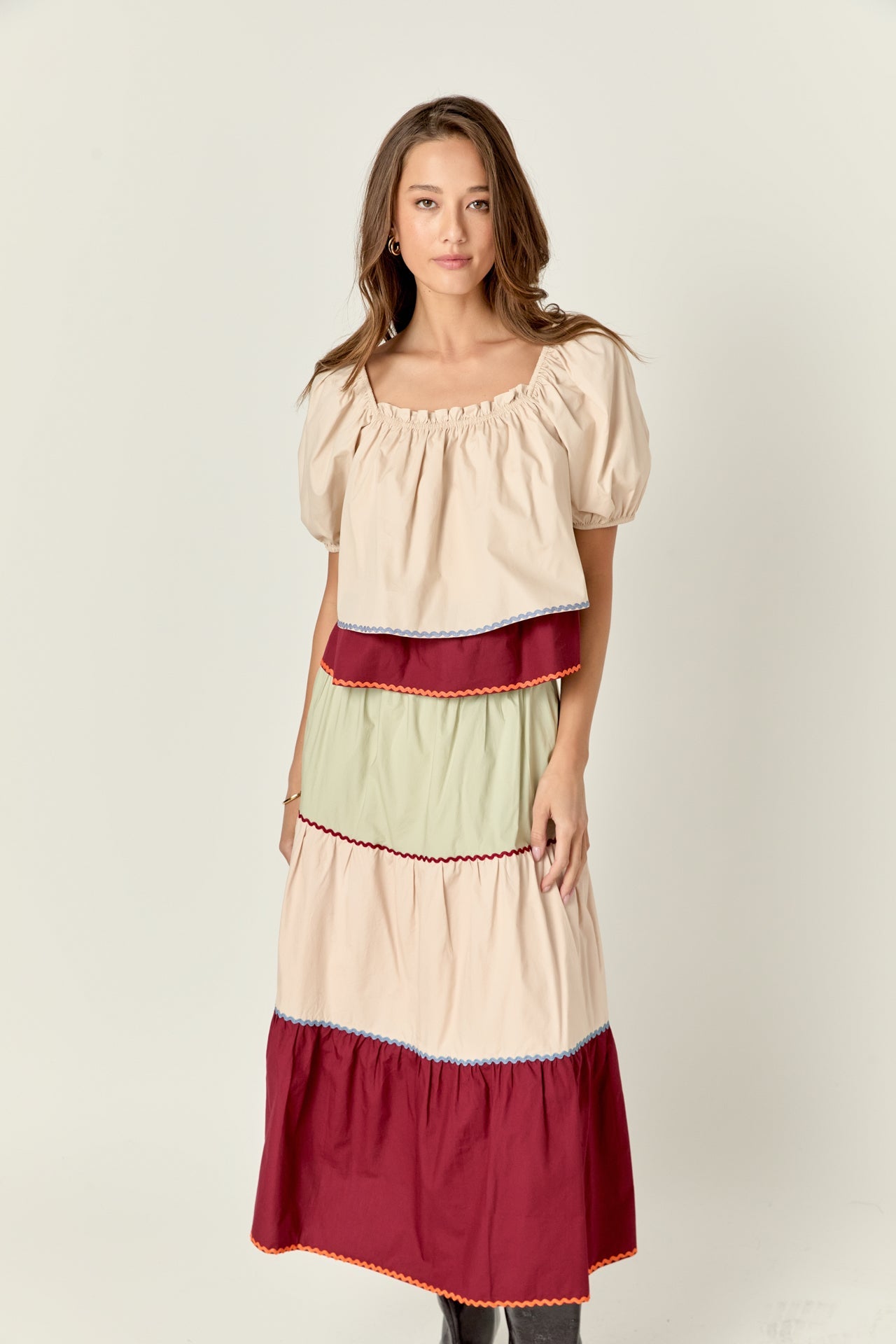 ENGLISH FACTORY - Color Block Midi Skirt - SKIRTS available at Objectrare