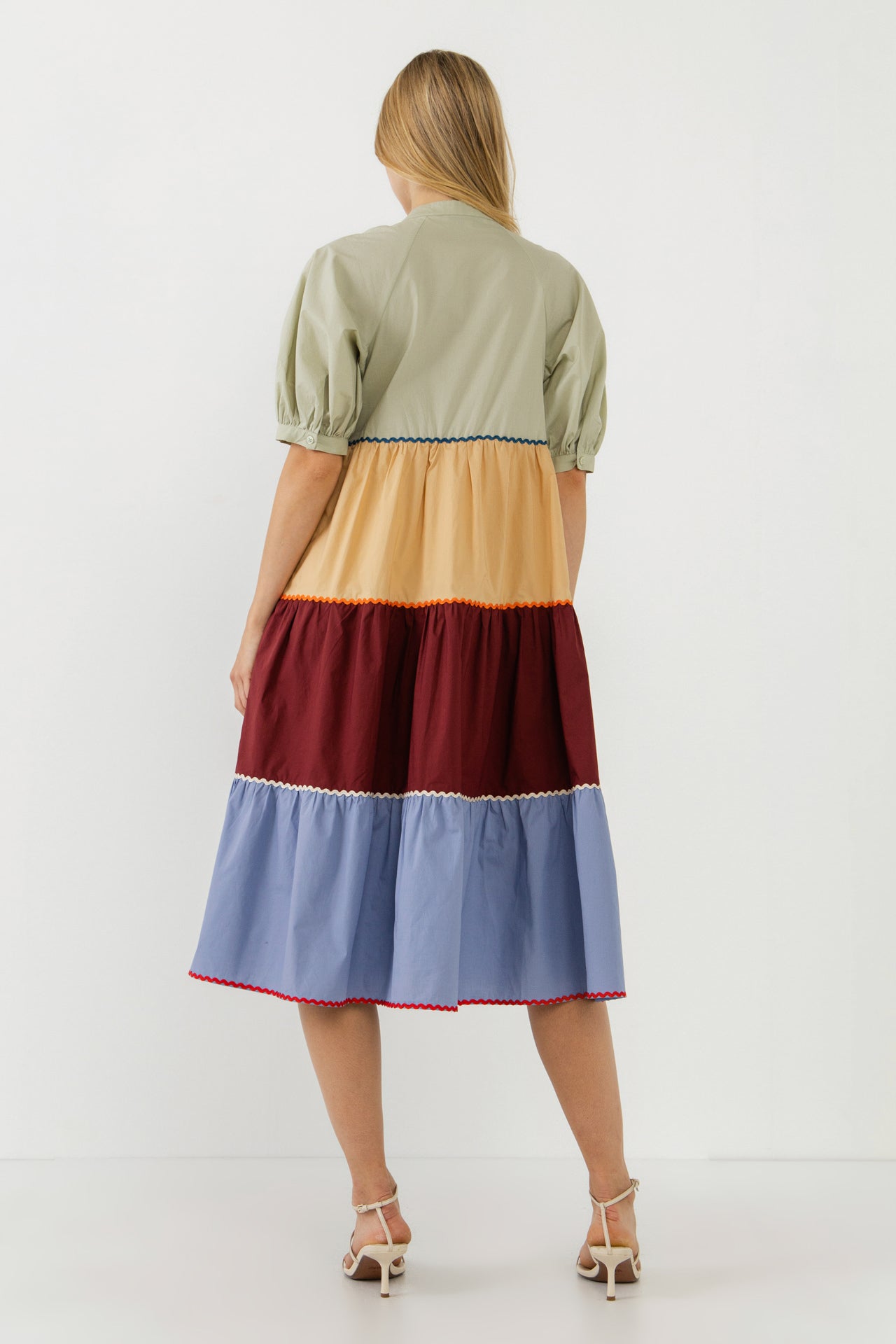 ENGLISH FACTORY - Color Block Trim Detail Midi Dress - DRESSES available at Objectrare