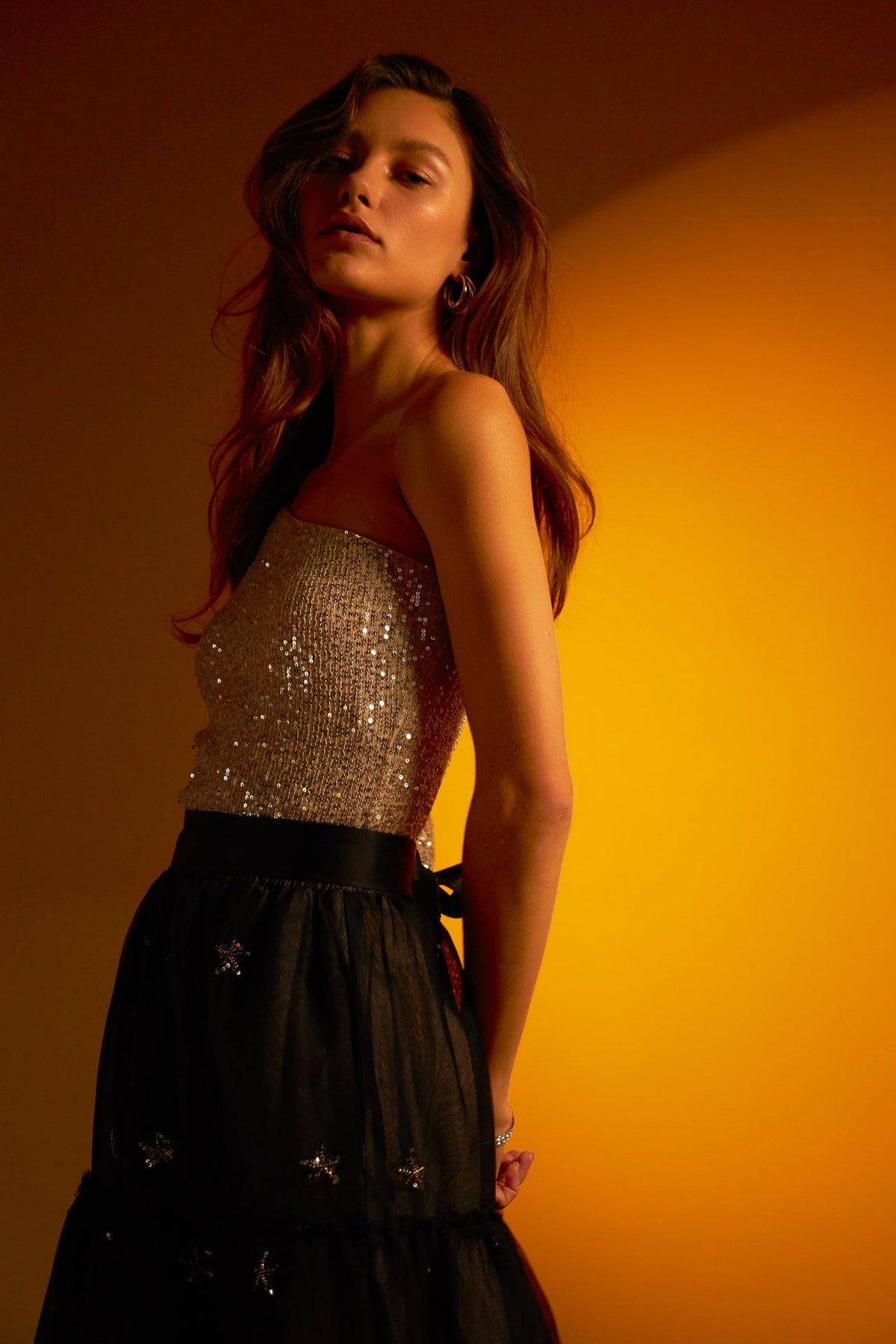 ENDLESS ROSE - One Sleeve Sequin Crop Top - TOPS available at Objectrare