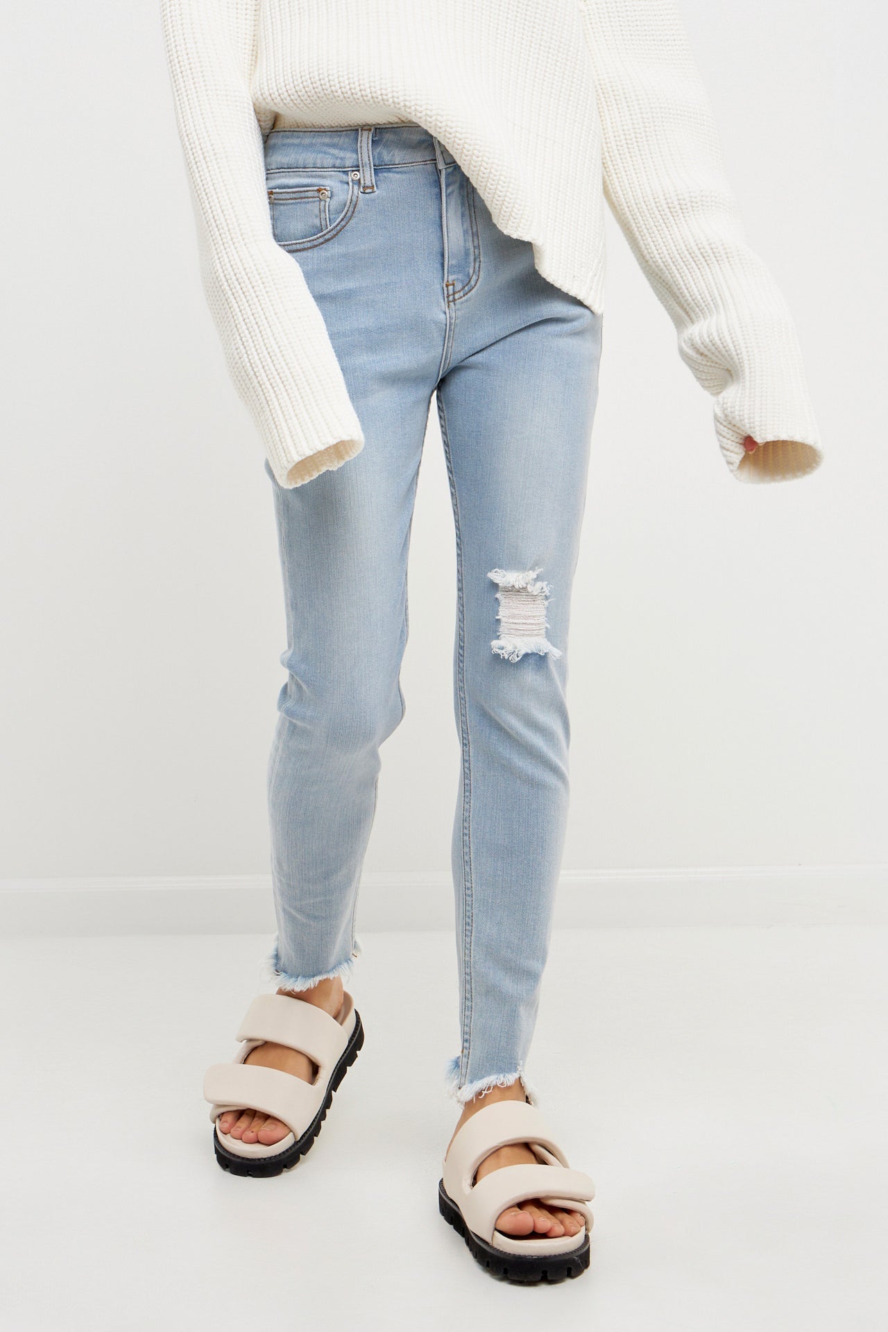GREY LAB - Destroyed Skinny Jeans - JEANS available at Objectrare