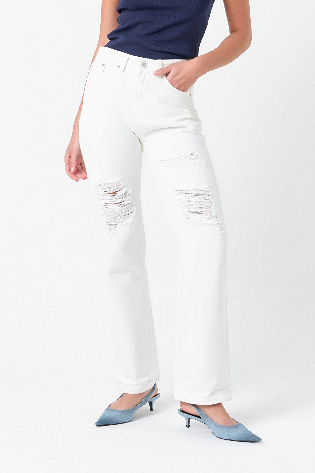 GREY LAB - Destroyed Jeans - JEANS available at Objectrare