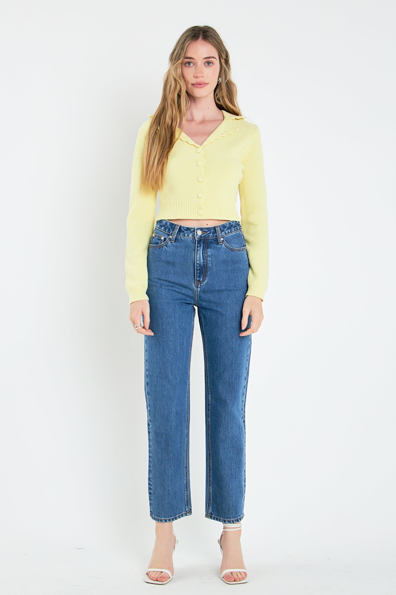 ENGLISH FACTORY - Scallop Edge Cropped Cardigan - SWEATERS & KNITS available at Objectrare