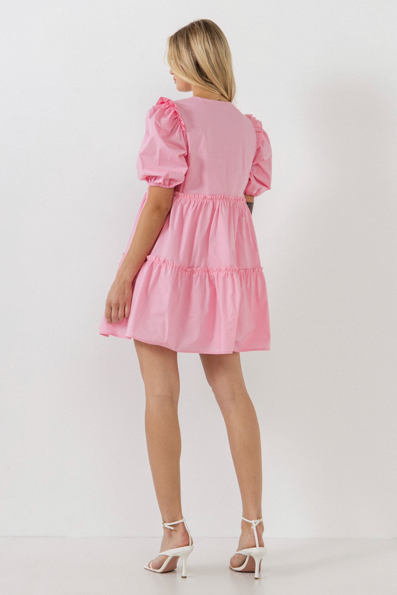 ENGLISH FACTORY - Ruffle Detail Puff Sleeve Mini Dress - DRESSES available at Objectrare