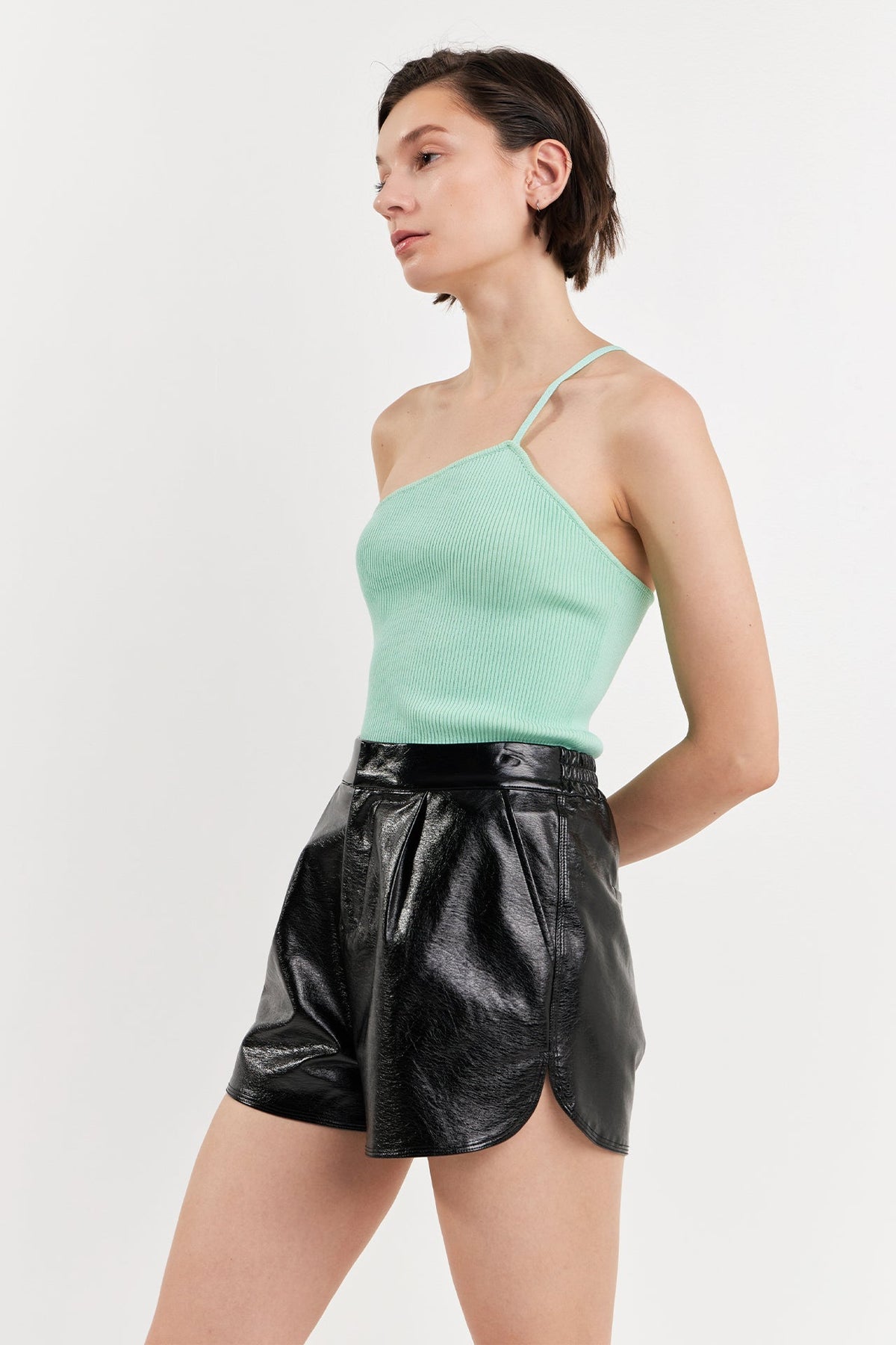 GREY LAB - One Shoulder Strap Knit Tank Top - CAMI TOPS & TANK available at Objectrare