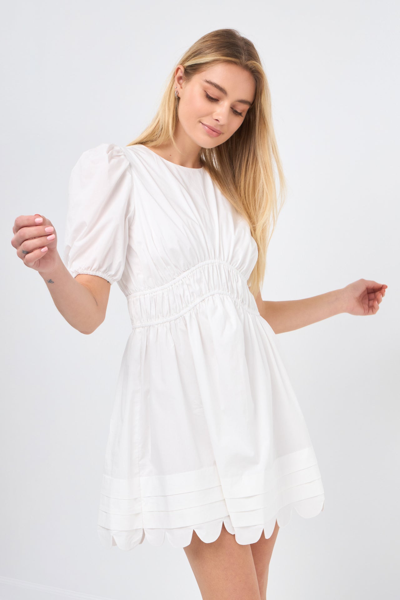 ENGLISH FACTORY - Scallop Detail Mini Dress - DRESSES available at Objectrare
