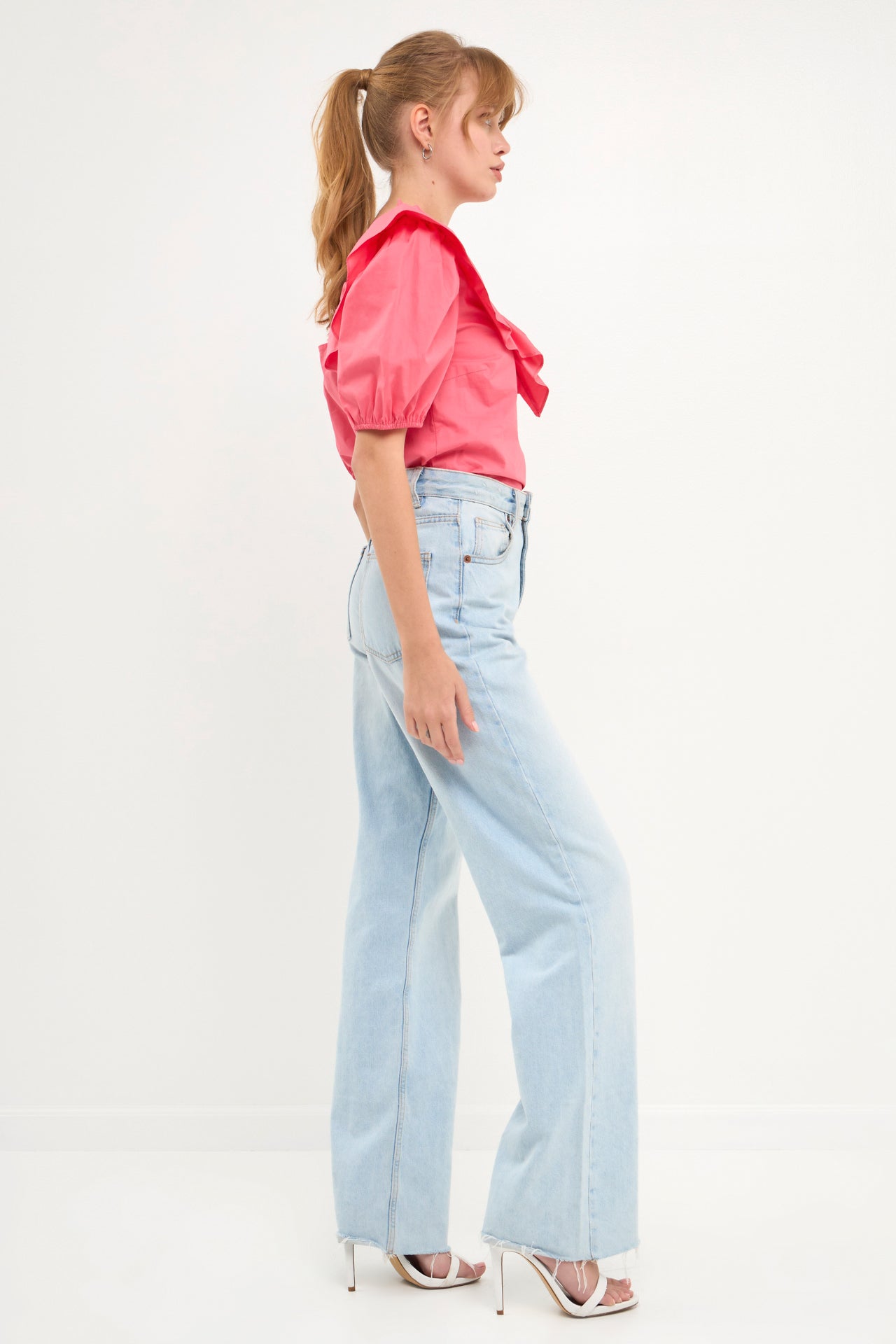 ENGLISH FACTORY - Ruffle Detail Puff Sleeve Top - TOPS available at Objectrare