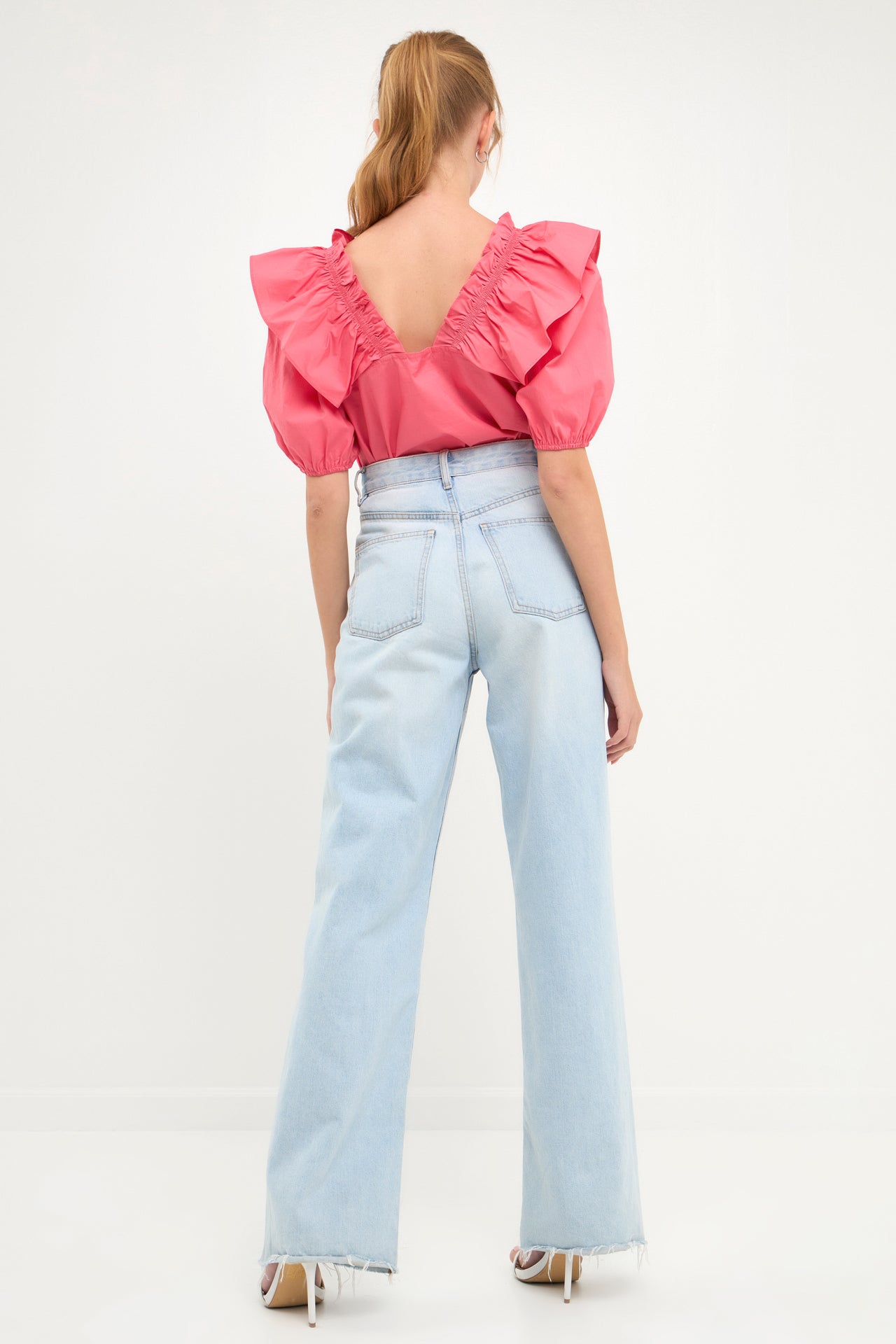 ENGLISH FACTORY - Ruffle Detail Puff Sleeve Top - TOPS available at Objectrare