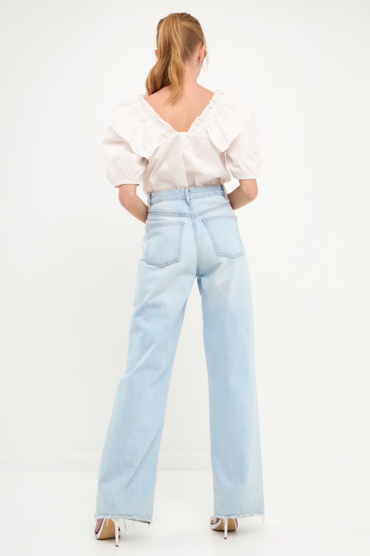 ENGLISH FACTORY - Ruffle Detail Puff Sleeve Top - TOPS available at Objectrare