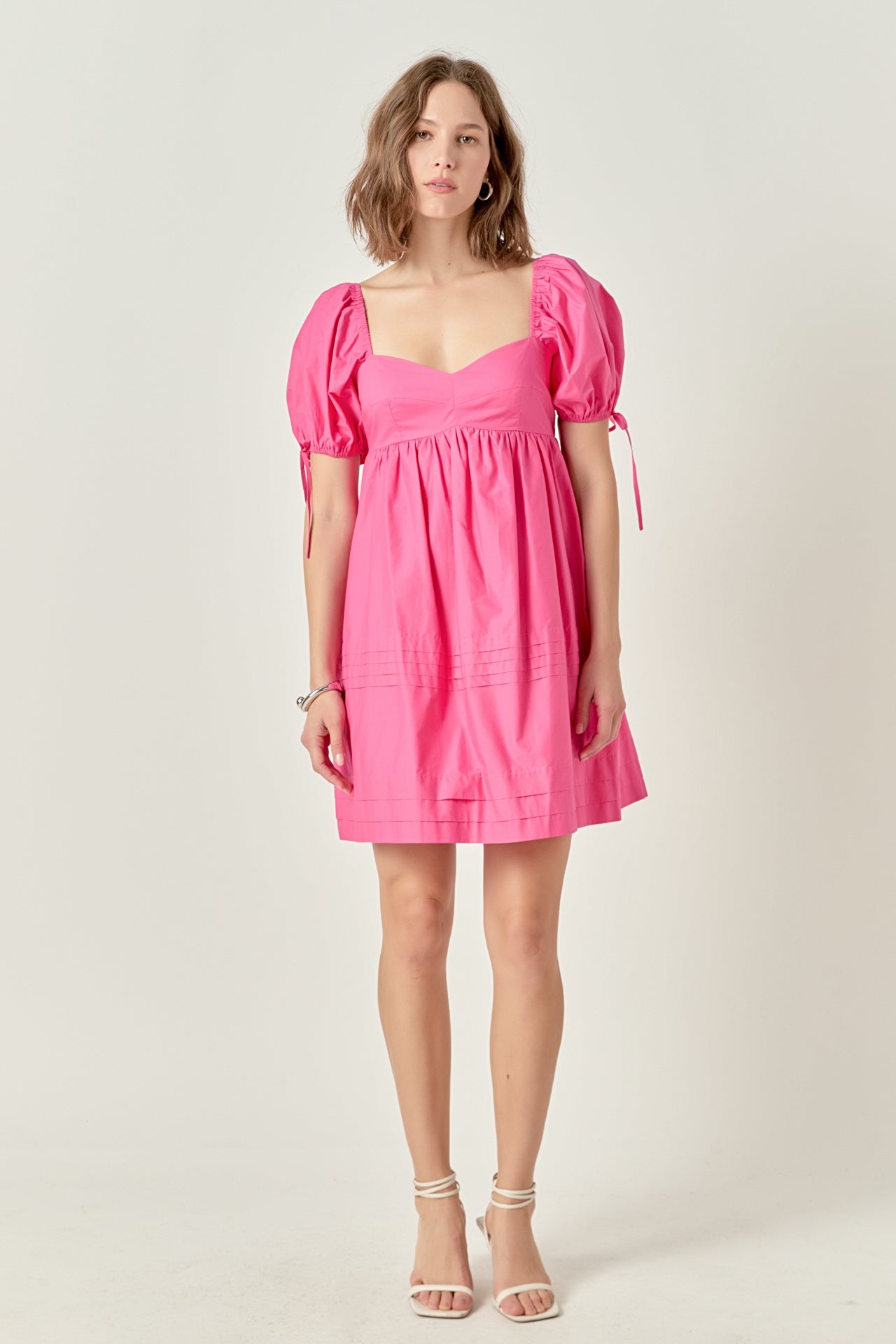 ENGLISH FACTORY - Pleated Detail Puff Sleeve Mini Dress - DRESSES available at Objectrare