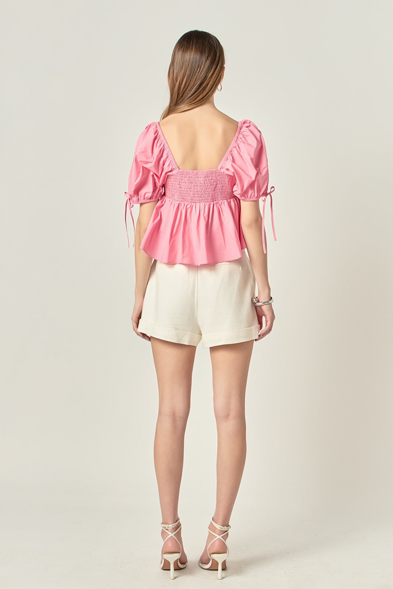 ENGLISH FACTORY - Tied Strap Puff Sleeve Woven Top - TOPS available at Objectrare