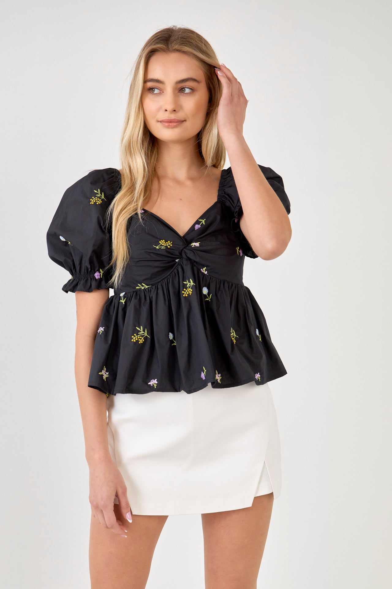 ENGLISH FACTORY - Multi Floral Embroidery Top - TOPS available at Objectrare