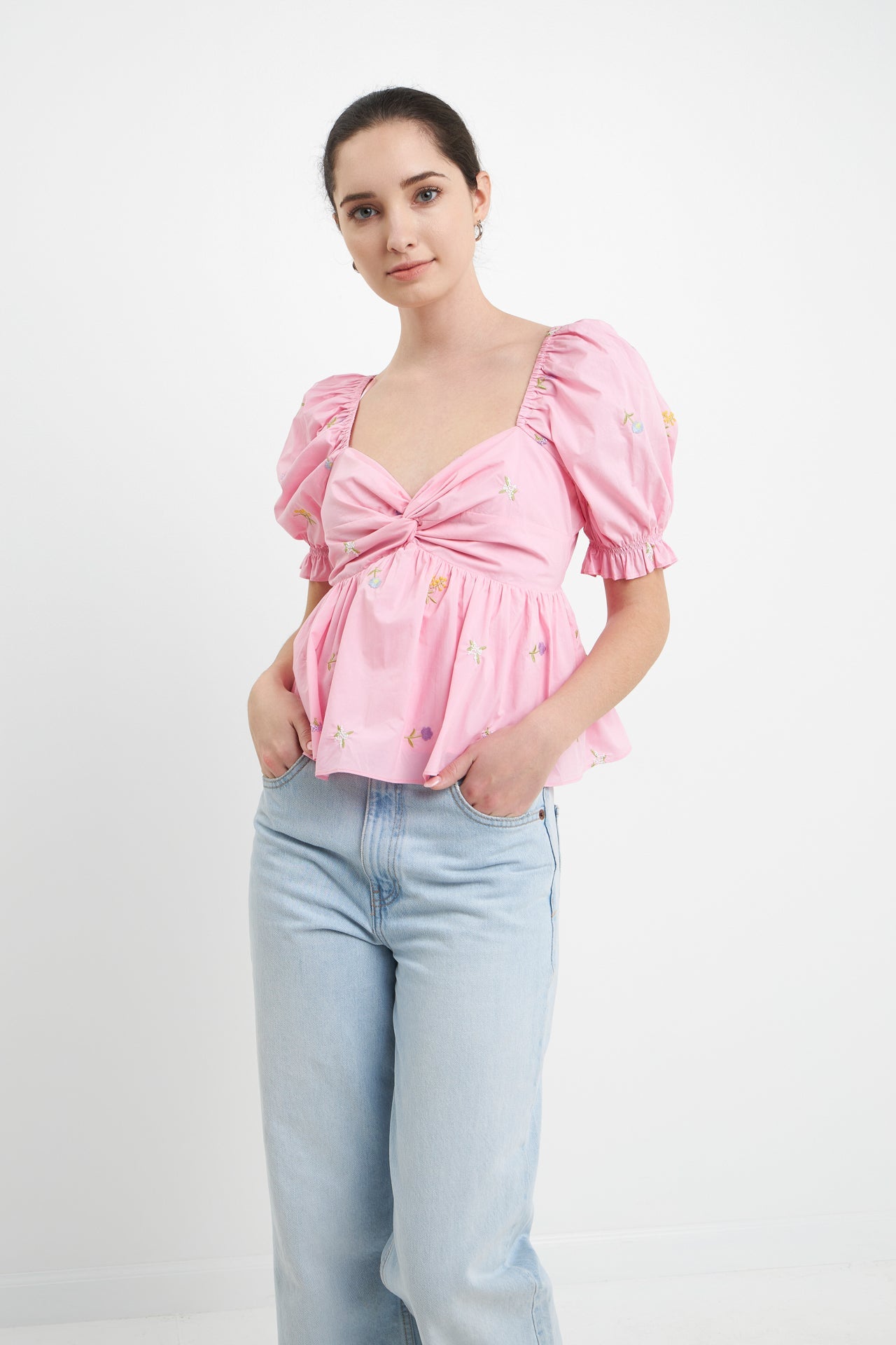 ENGLISH FACTORY - Multi Floral Embroidery Top - TOPS available at Objectrare