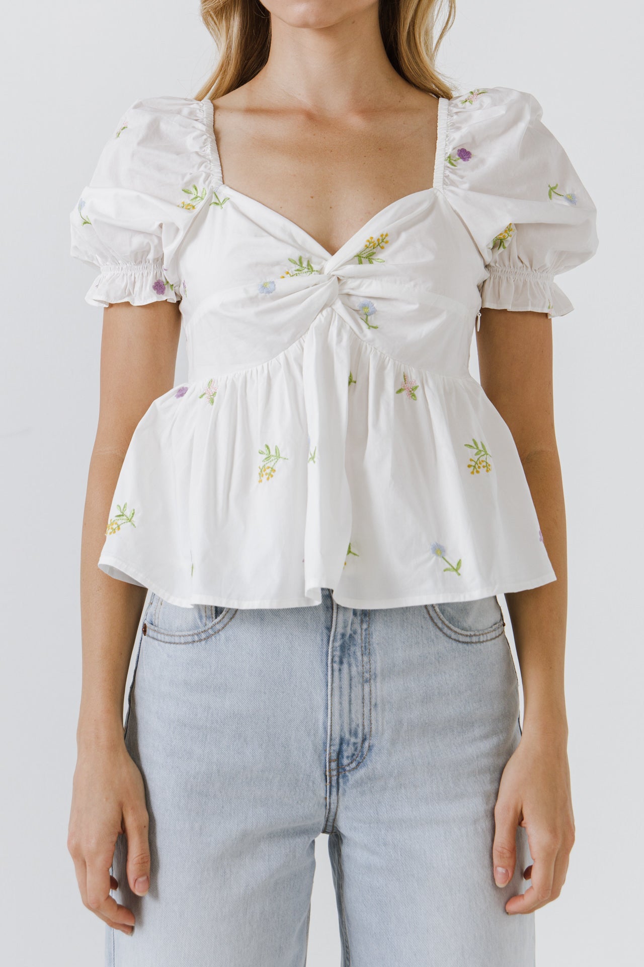 ENGLISH FACTORY - Multi Floral Embroidery Top - TOPS available at Objectrare