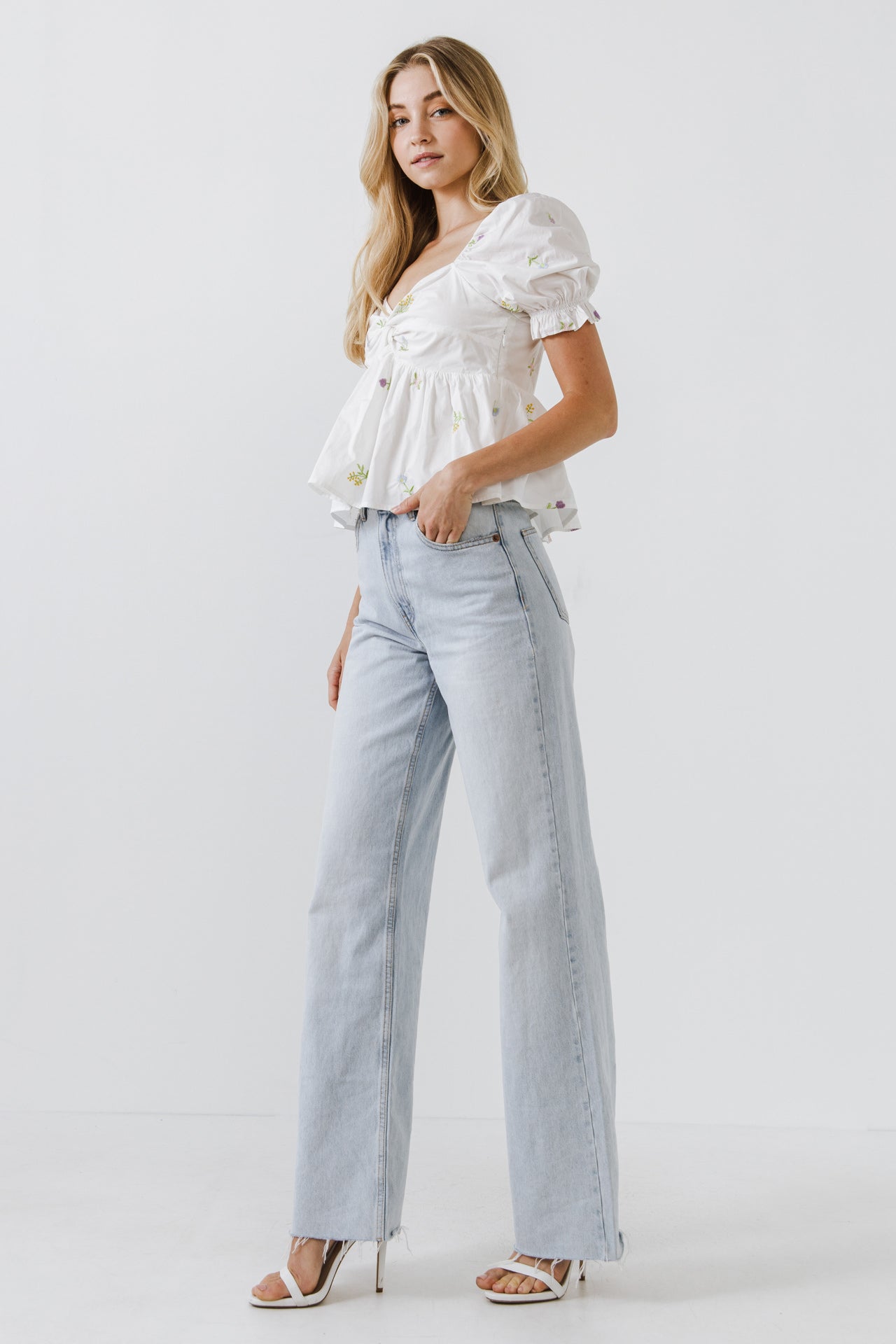 ENGLISH FACTORY - Multi Floral Embroidery Top - TOPS available at Objectrare