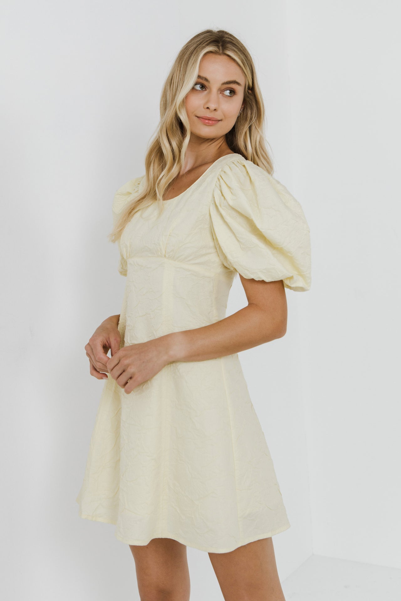 ENDLESS ROSE - Textured Floral Mini Dress - DRESSES available at Objectrare