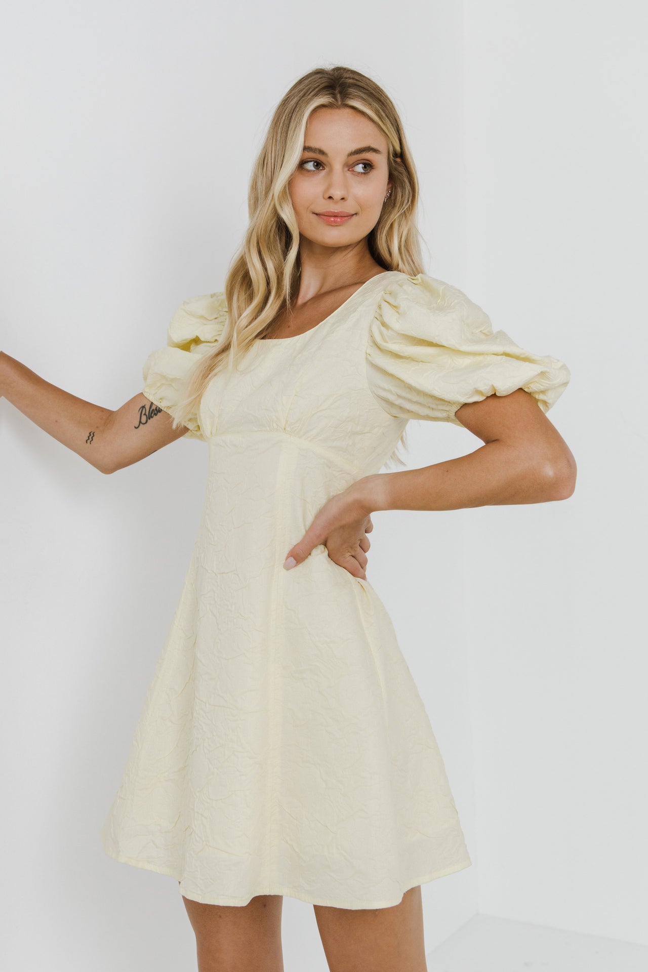 ENDLESS ROSE - Textured Floral Mini Dress - DRESSES available at Objectrare