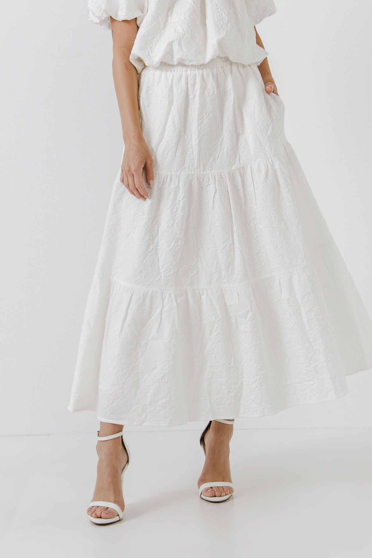 ENDLESS ROSE - Floral Textured Maxi Skirt - SKIRTS available at Objectrare