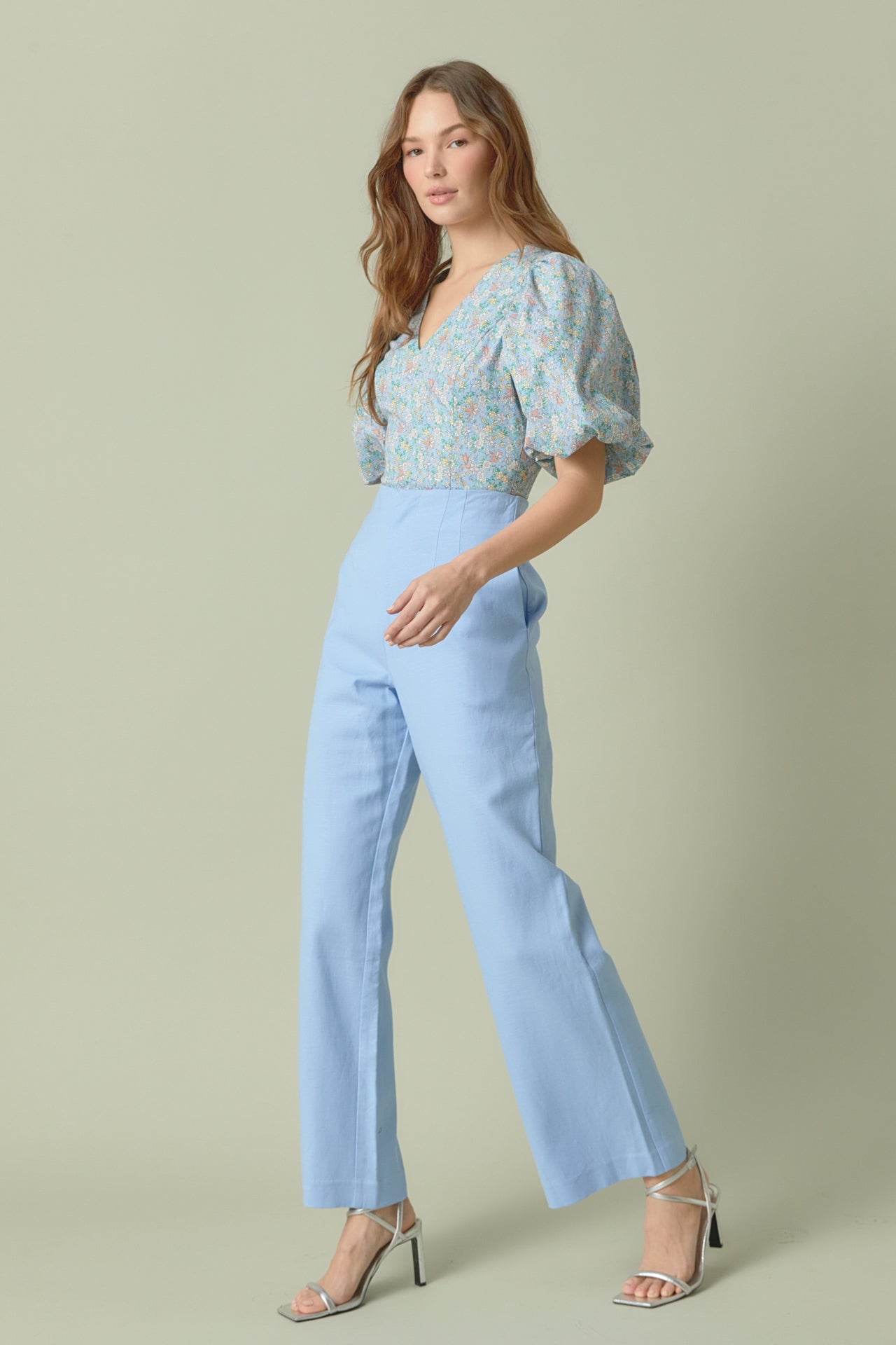 ENDLESS ROSE - Floral Puff Sleeve Cropped Top - TOPS available at Objectrare