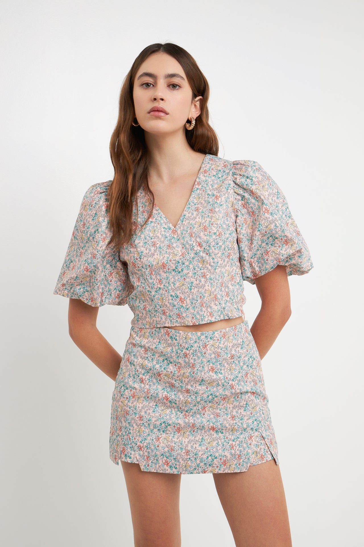 ENDLESS ROSE - Floral Cut Detail Mini Skort - SHORTS available at Objectrare