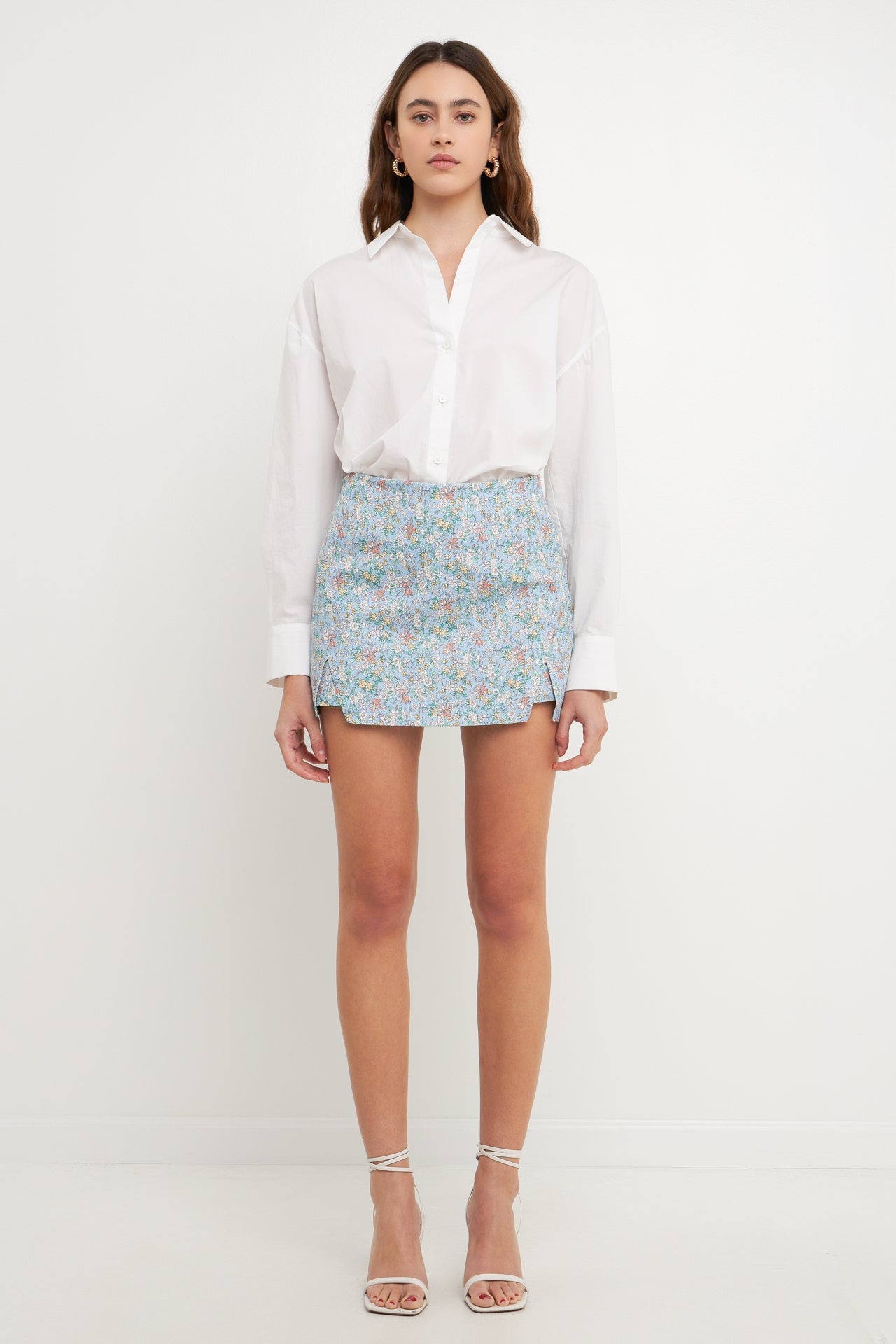 ENDLESS ROSE - Floral Cut Detail Mini Skort - SHORTS available at Objectrare