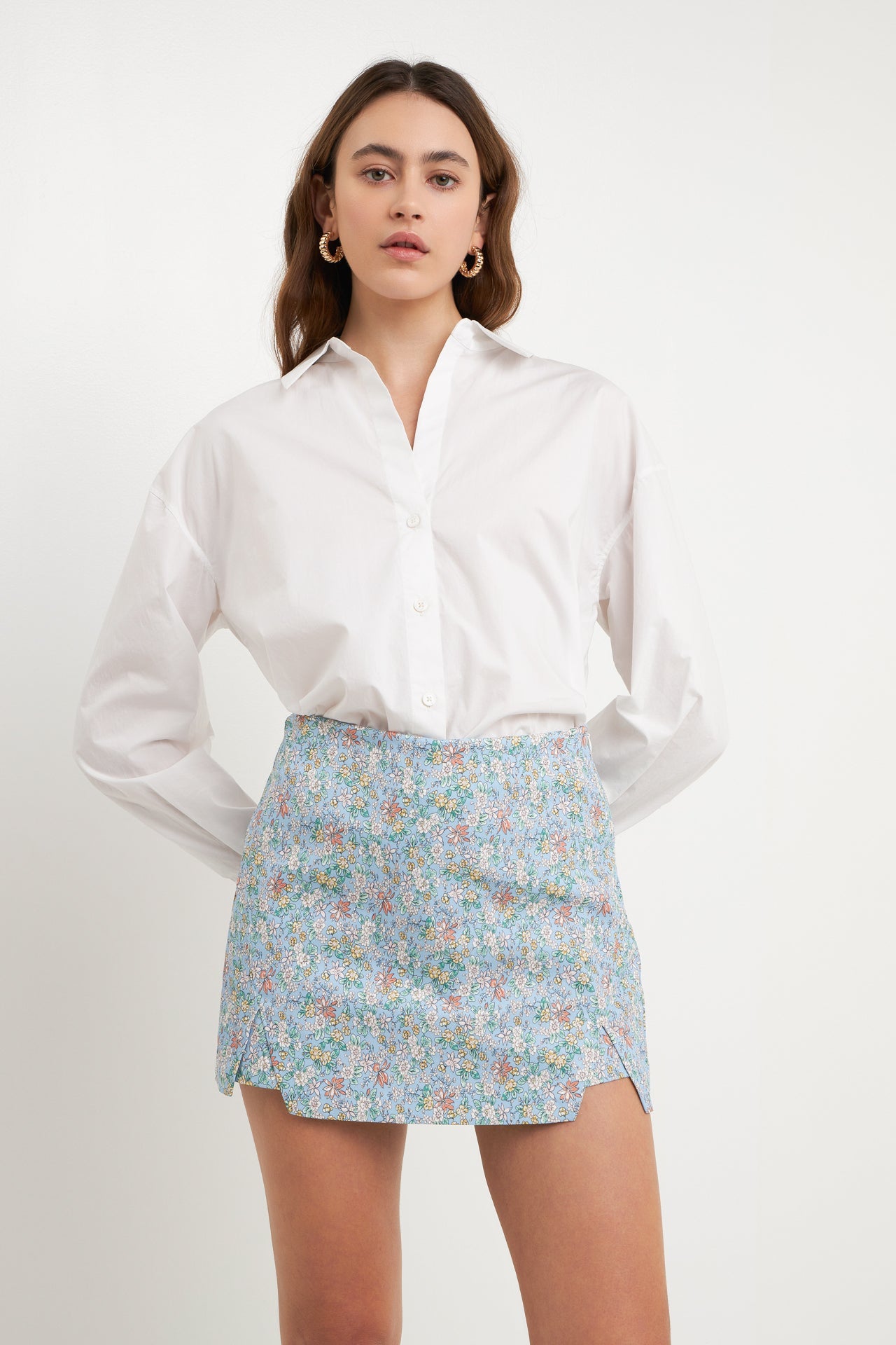 ENDLESS ROSE - Floral Cut Detail Mini Skort - SHORTS available at Objectrare