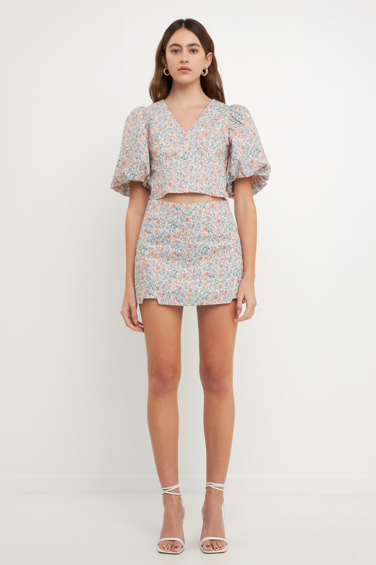 ENDLESS ROSE - Floral Cut Detail Mini Skort - SHORTS available at Objectrare