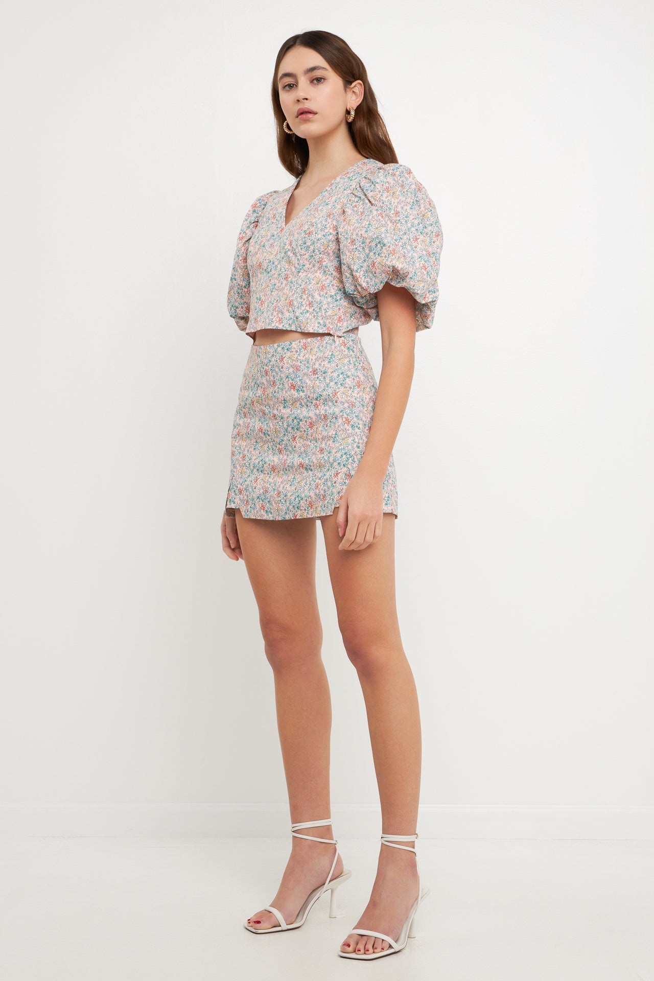 ENDLESS ROSE - Floral Cut Detail Mini Skort - SHORTS available at Objectrare