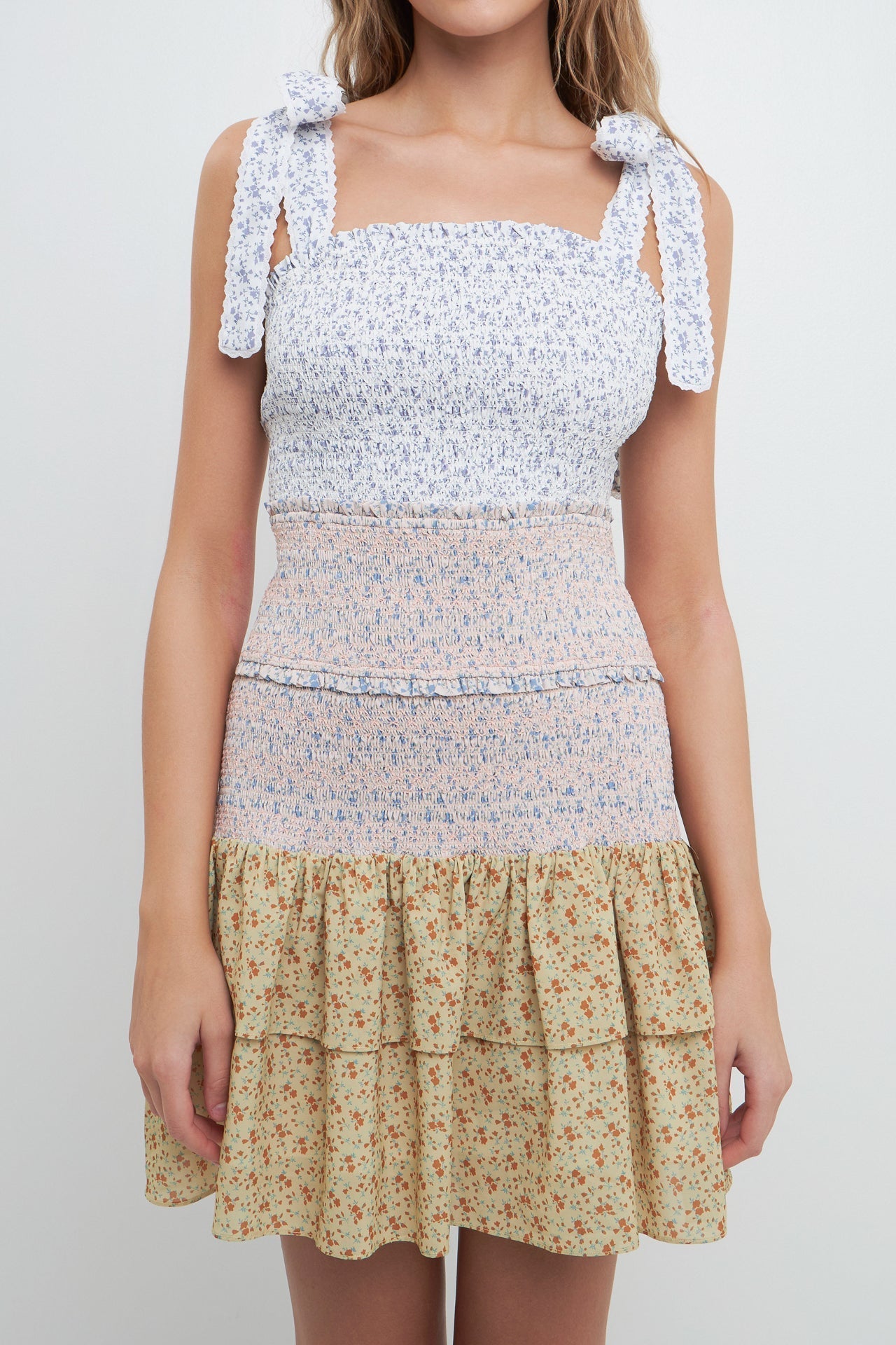 FREE THE ROSES - Floral Colorblock Mini Dress - DRESSES available at Objectrare