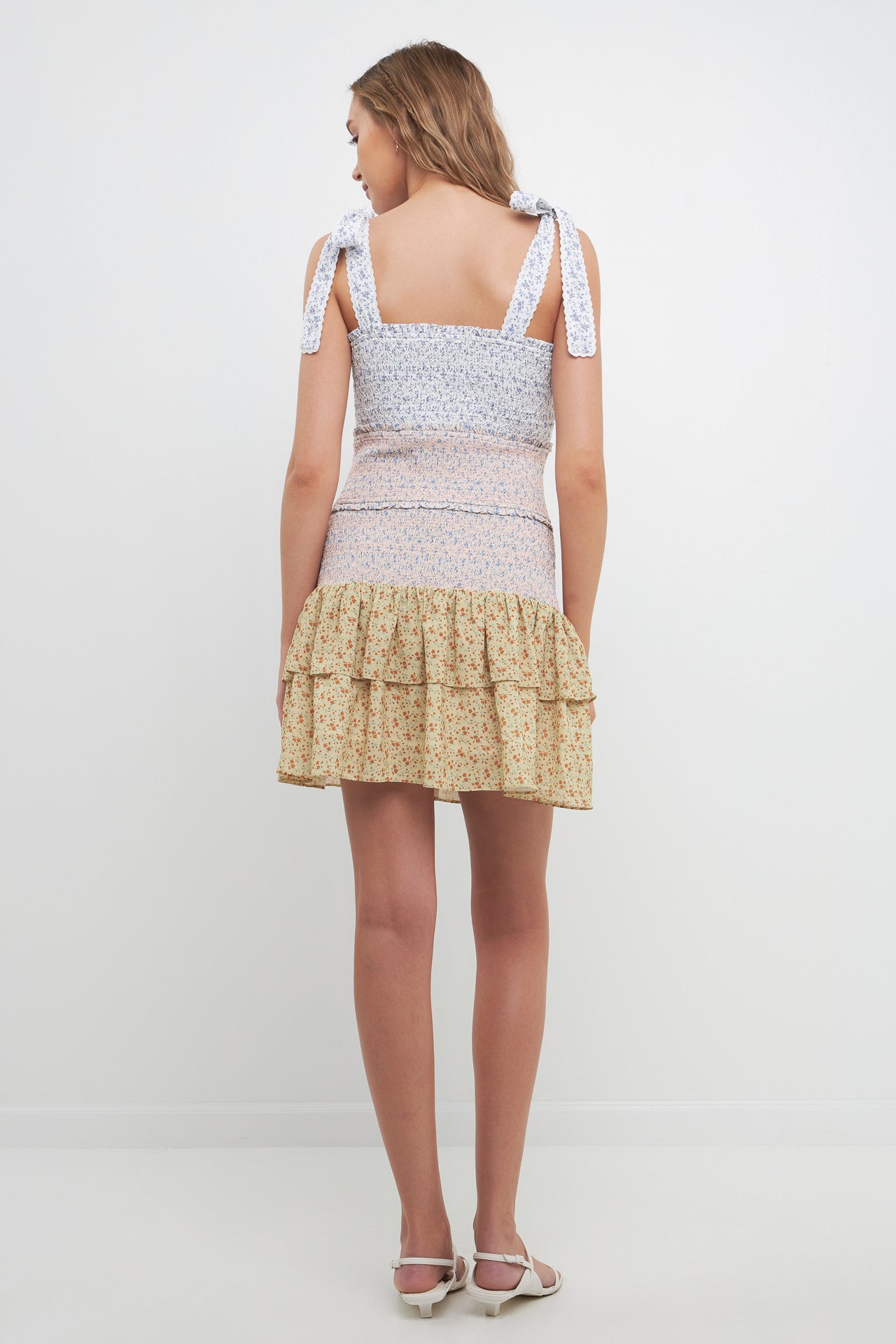 FREE THE ROSES - Floral Colorblock Mini Dress - DRESSES available at Objectrare