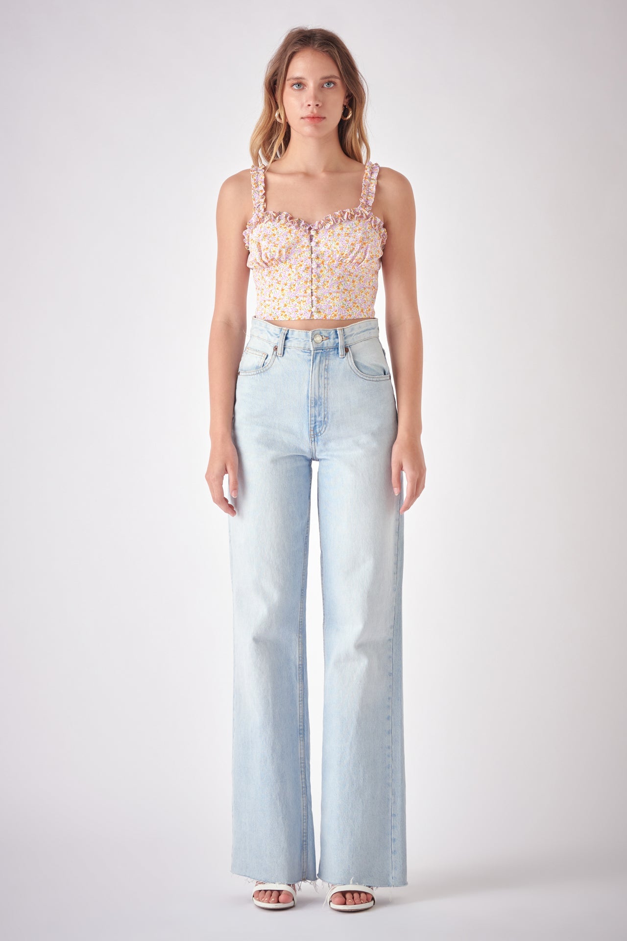 FREE THE ROSES - Floral Print Cropped Top - TOPS available at Objectrare