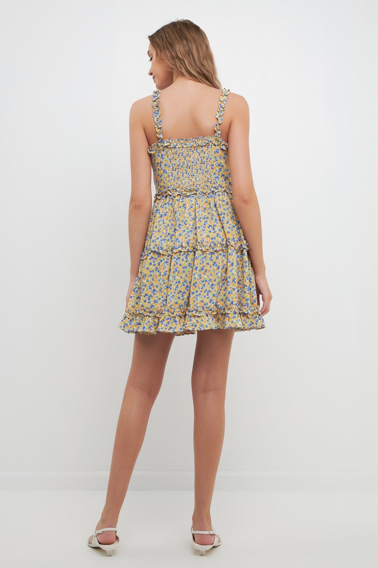 FREE THE ROSES - Floral Ruffle Detail Mini Dress - DRESSES available at Objectrare