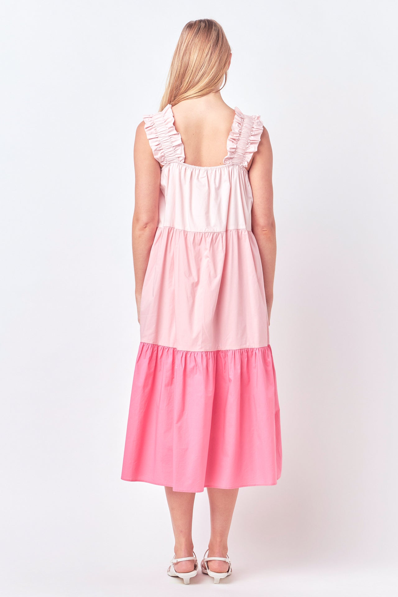 ENGLISH FACTORY - Ruffled Straps Color Block Midi Dress - DRESSES available at Objectrare