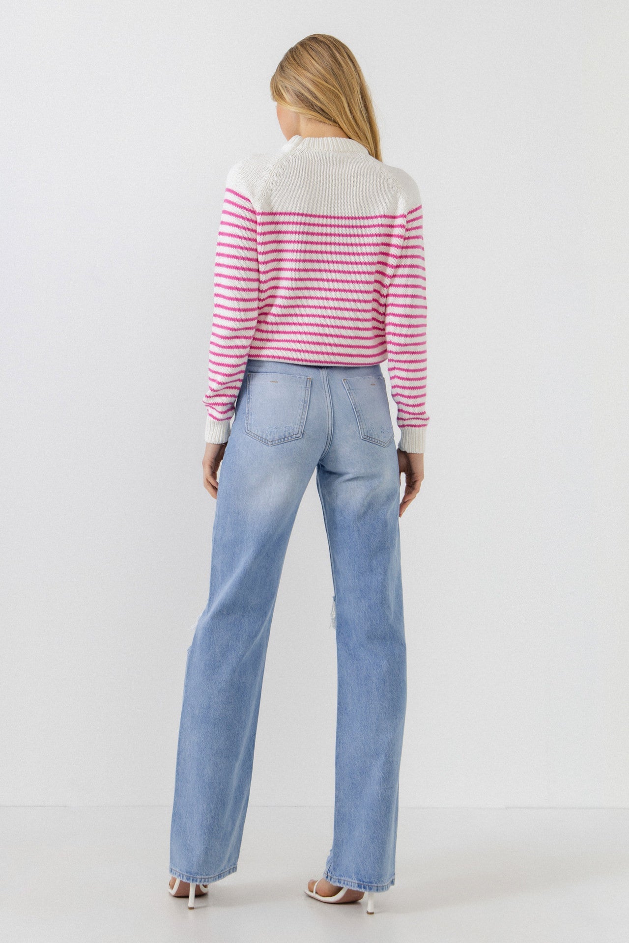 ENGLISH FACTORY - Stripe Long Sleeve Sweater - SWEATERS & KNITS available at Objectrare