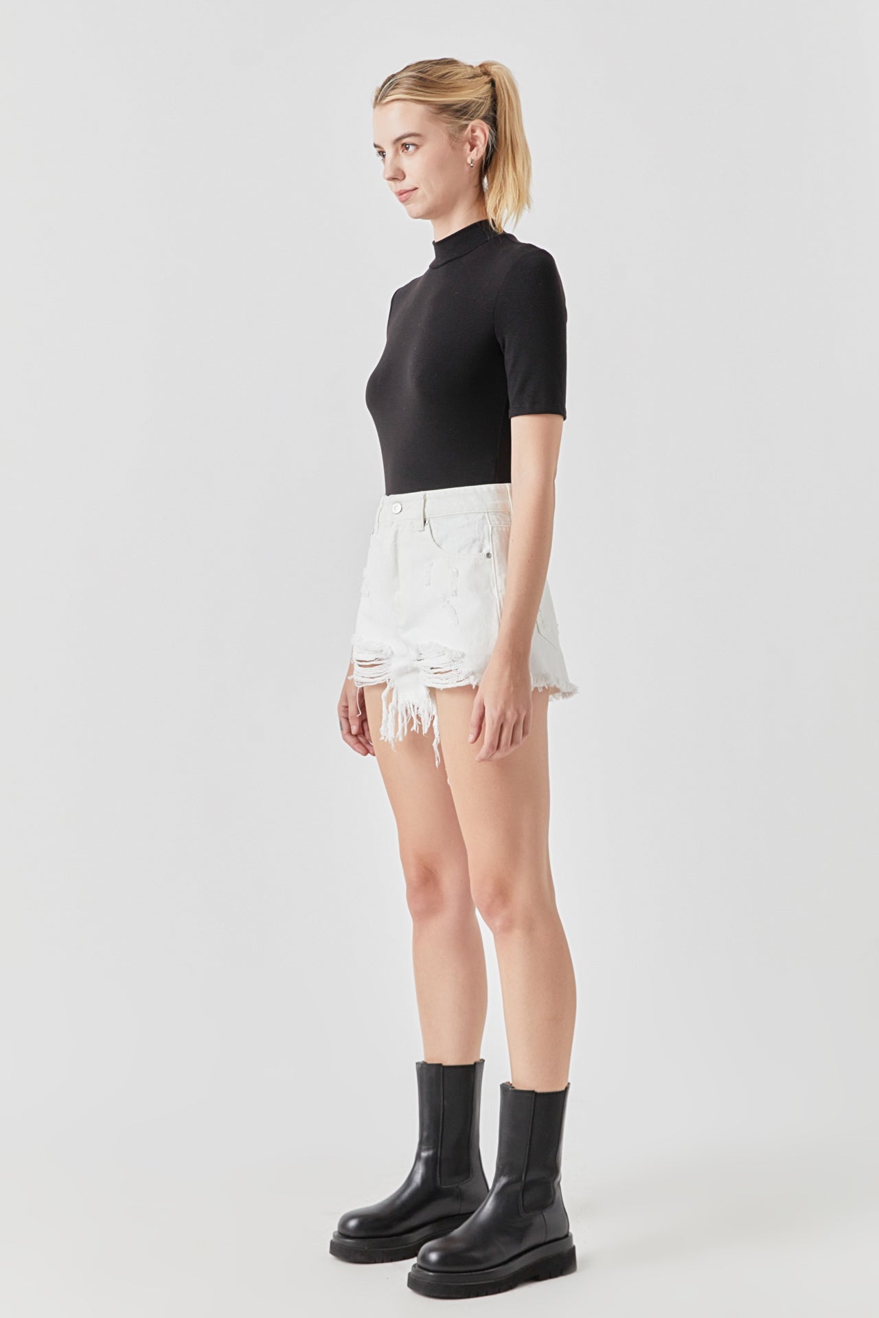 GREY LAB - Destroyed Denim Shorts - SHORTS available at Objectrare