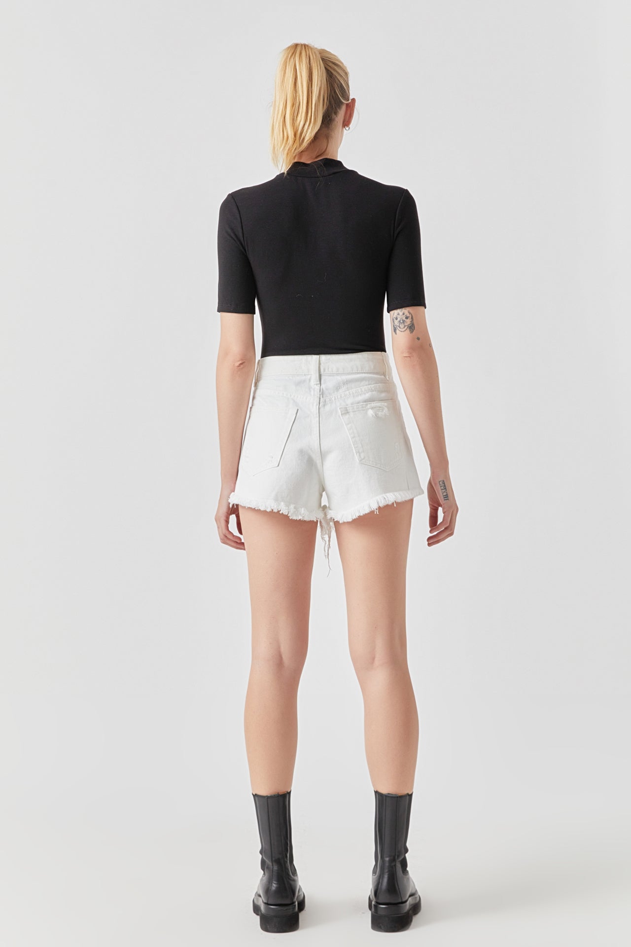 GREY LAB - Destroyed Denim Shorts - SHORTS available at Objectrare