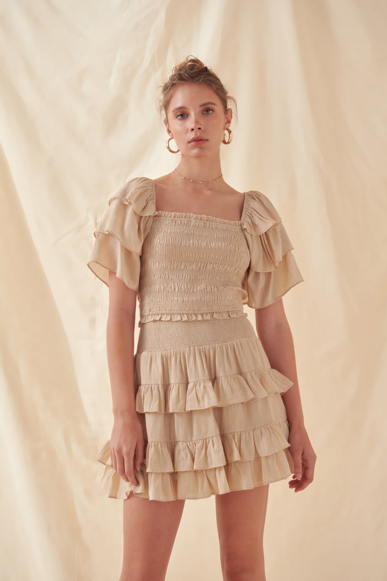 FREE THE ROSES - Smocked Ruffled Mini Skirt - SKIRTS available at Objectrare