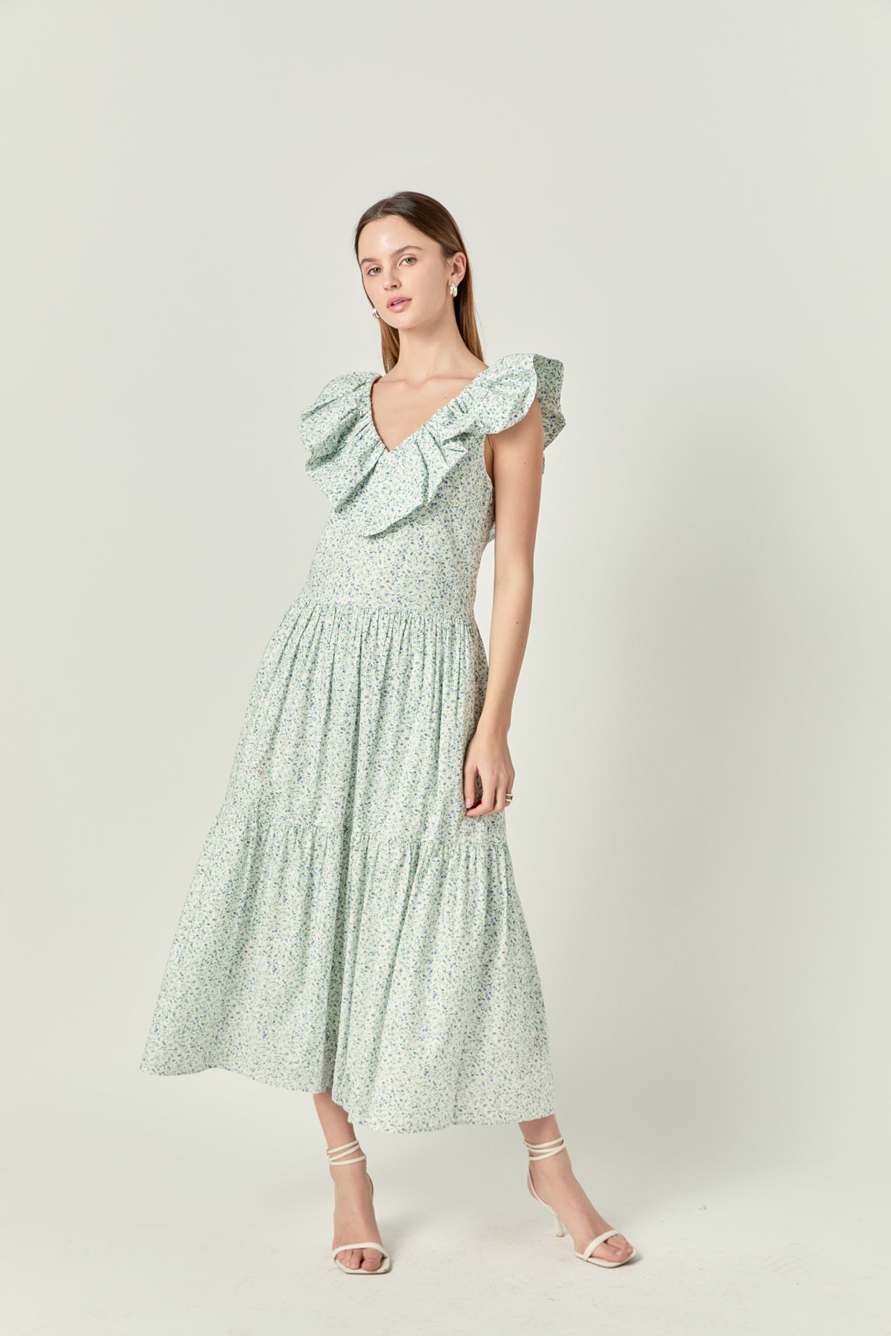 ENGLISH FACTORY - Floral Ruffled Midi Dress - DRESSES available at Objectrare