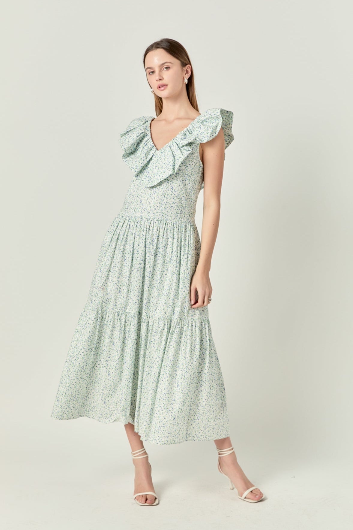 ENGLISH FACTORY - Floral Ruffled Midi Dress - DRESSES available at Objectrare