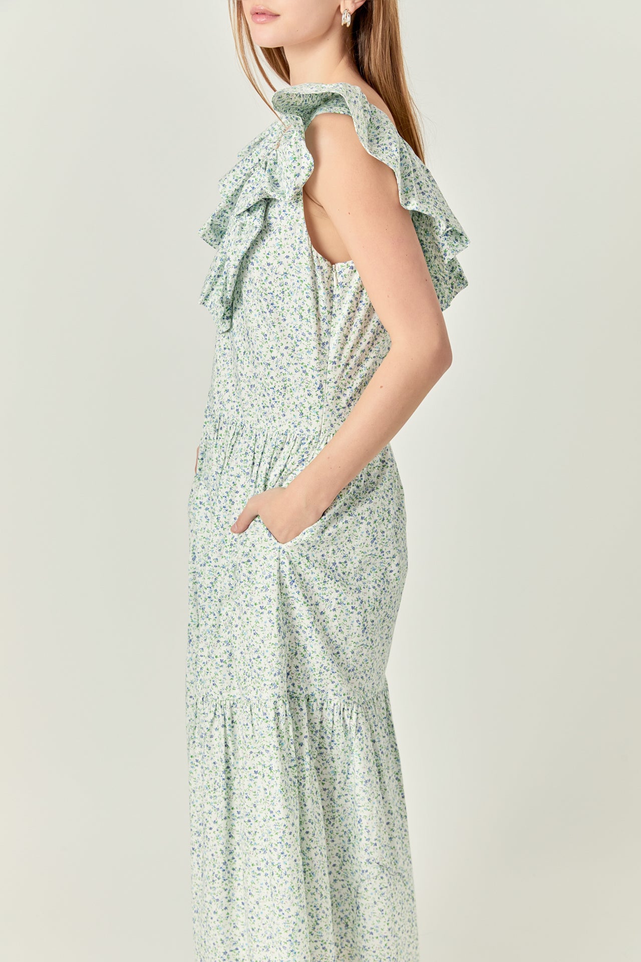 ENGLISH FACTORY - Floral Ruffled Midi Dress - DRESSES available at Objectrare