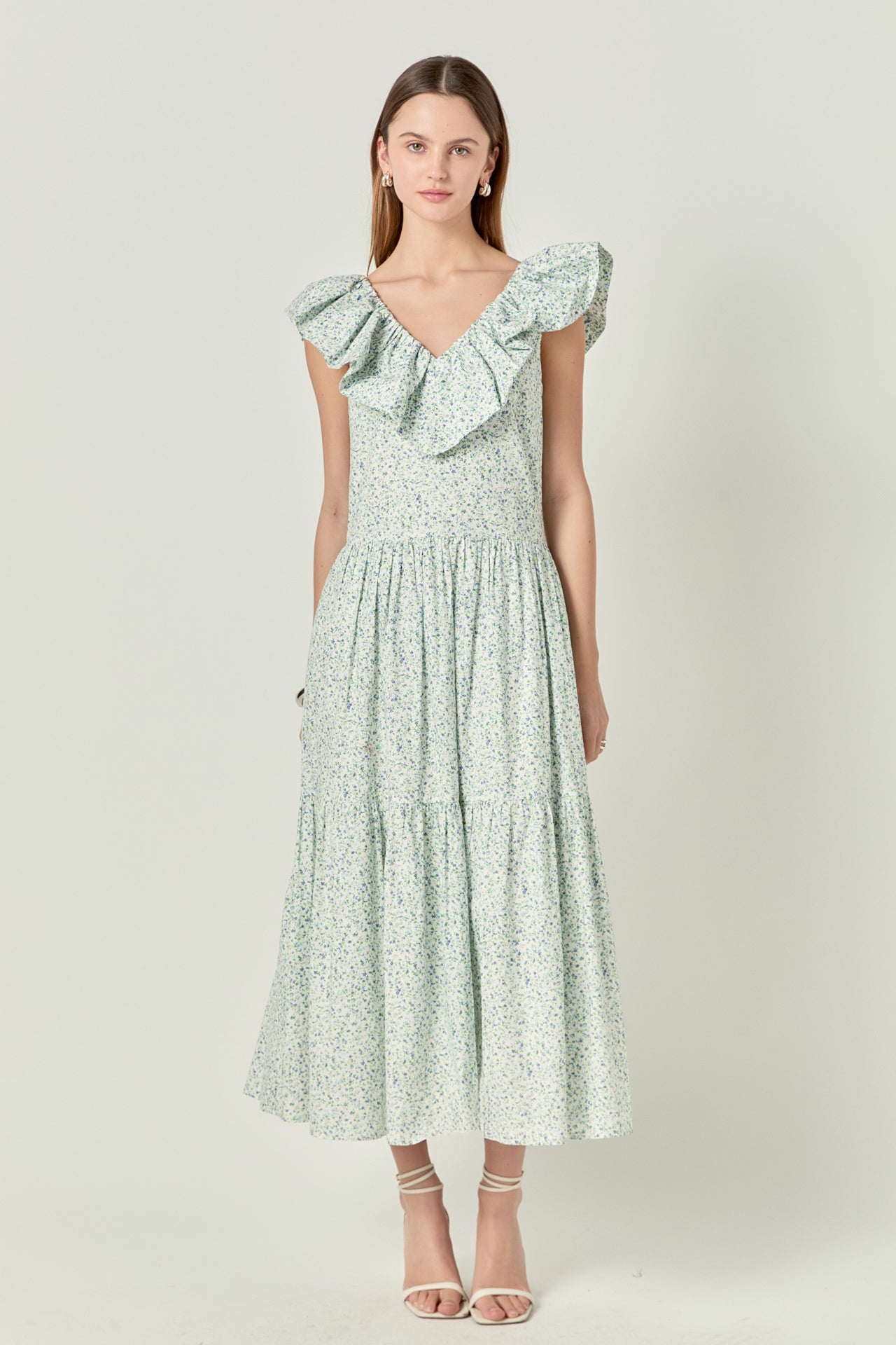 ENGLISH FACTORY - Floral Ruffled Midi Dress - DRESSES available at Objectrare