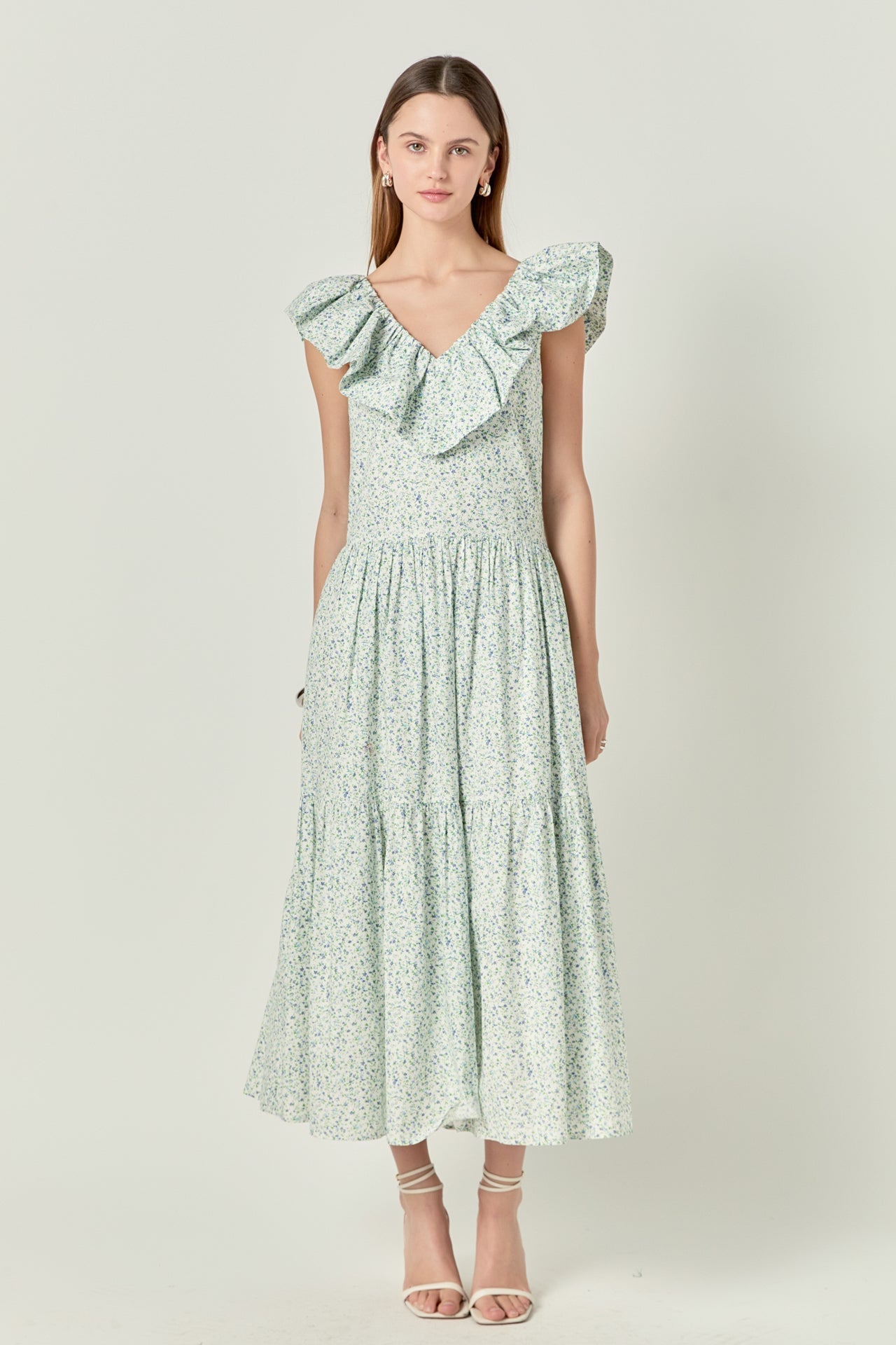 ENGLISH FACTORY - Floral Ruffled Midi Dress - DRESSES available at Objectrare