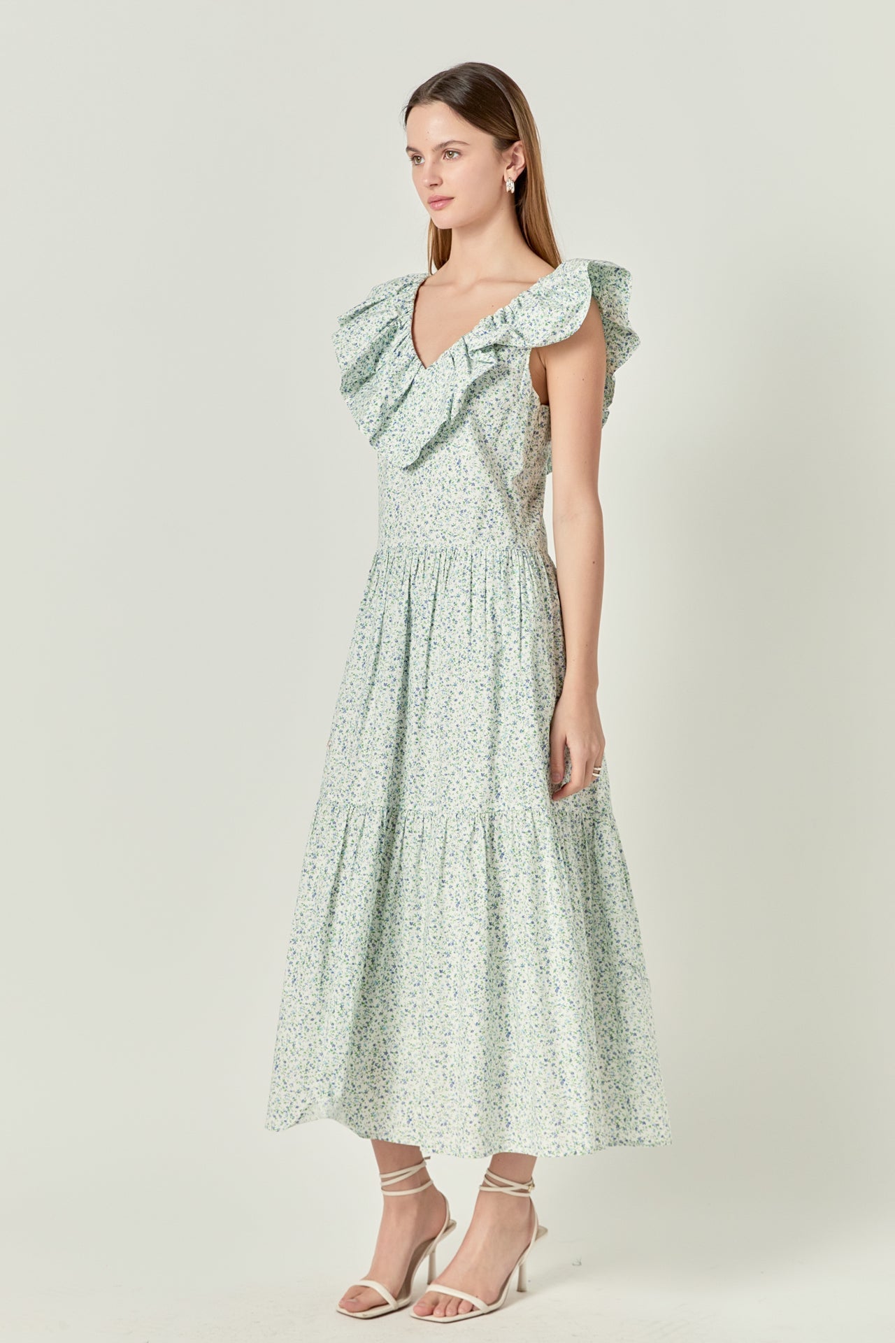 ENGLISH FACTORY - Floral Ruffled Midi Dress - DRESSES available at Objectrare
