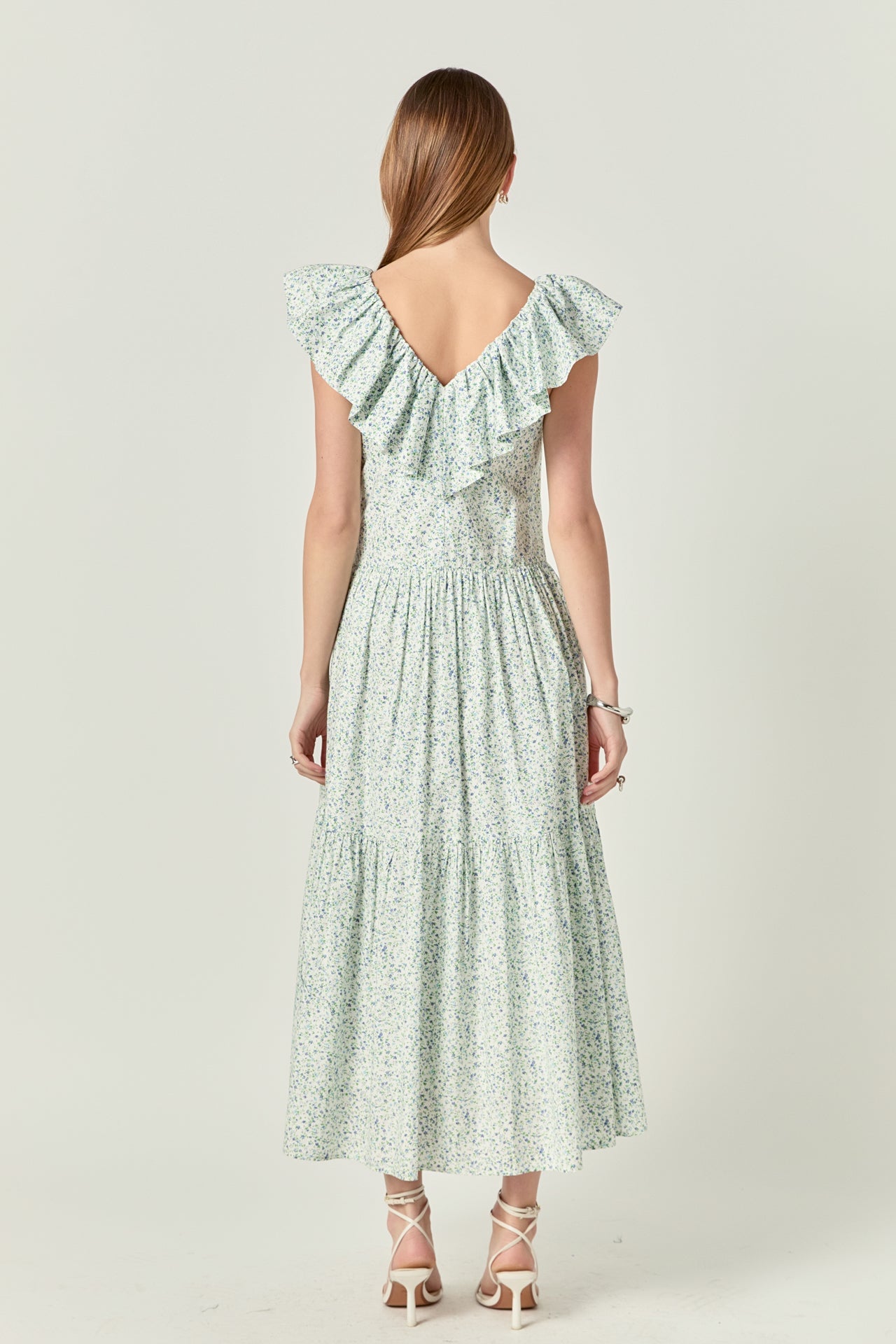 ENGLISH FACTORY - Floral Ruffled Midi Dress - DRESSES available at Objectrare