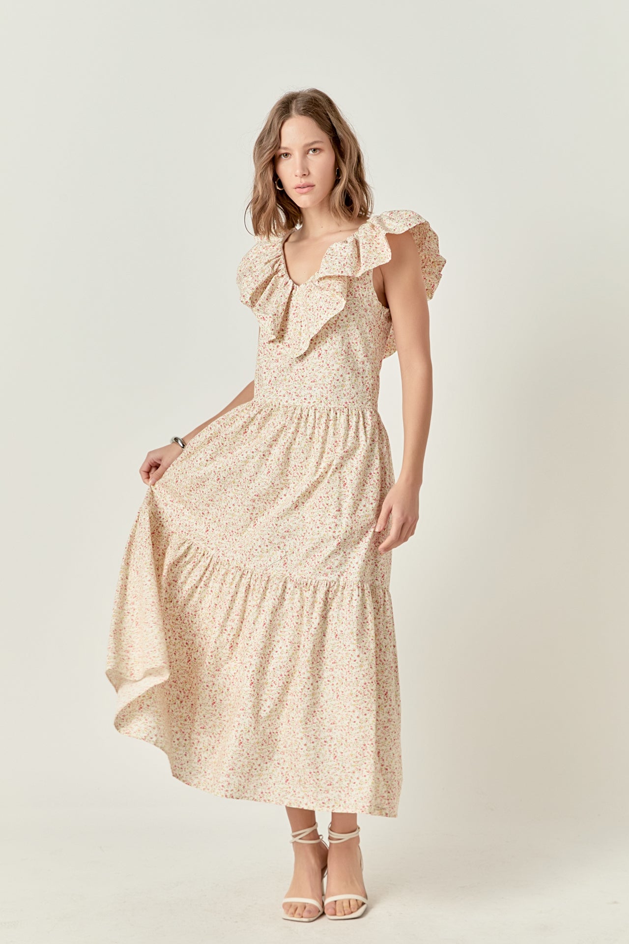 ENGLISH FACTORY - Floral Ruffled Midi Dress - DRESSES available at Objectrare