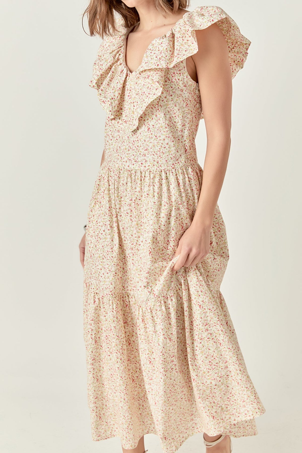ENGLISH FACTORY - Floral Ruffled Midi Dress - DRESSES available at Objectrare