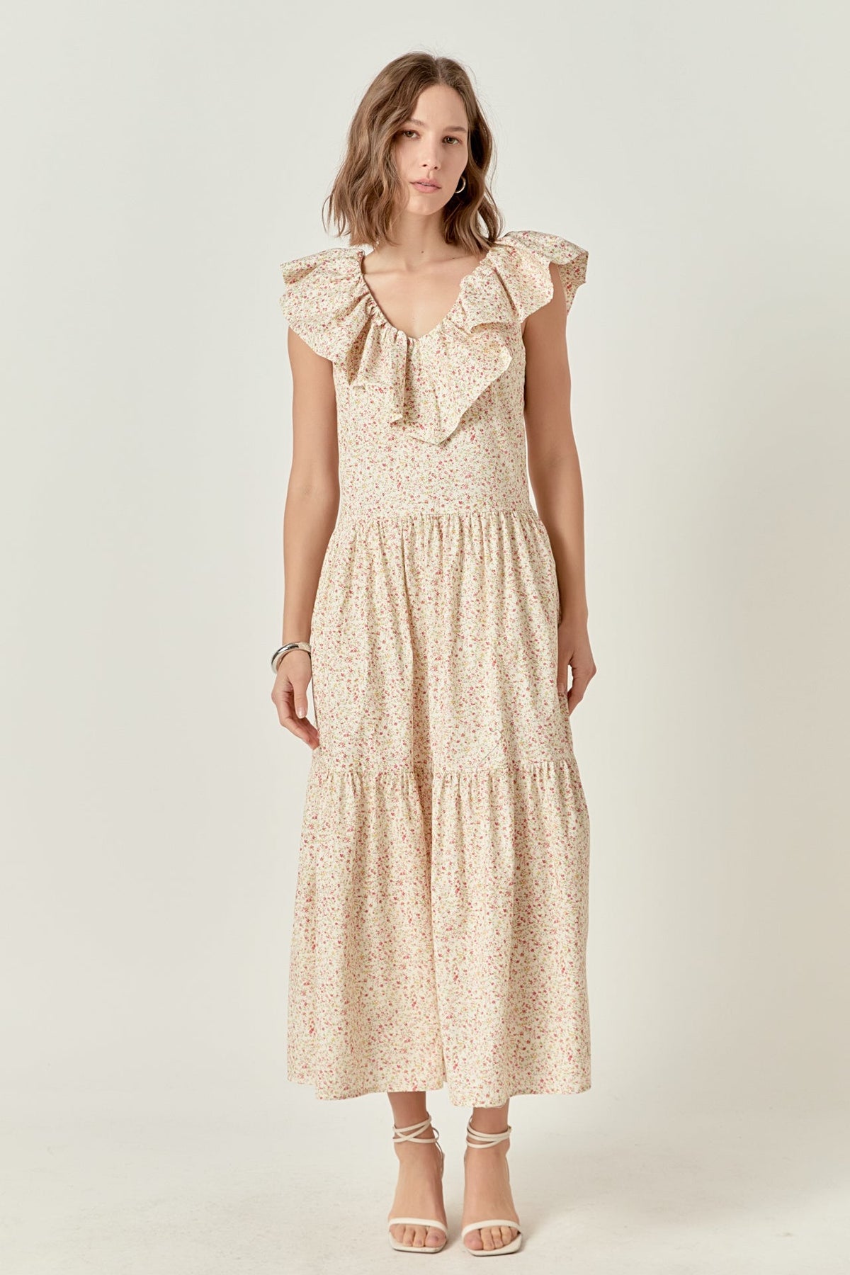 ENGLISH FACTORY - Floral Ruffled Midi Dress - DRESSES available at Objectrare