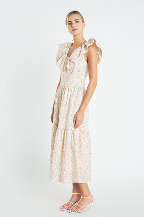 ENGLISH FACTORY - Floral Ruffled Midi Dress - DRESSES available at Objectrare