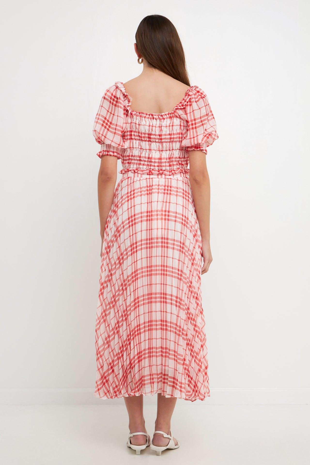 ENDLESS ROSE - Gingham Pleated Midi Skirt - SKIRTS available at Objectrare